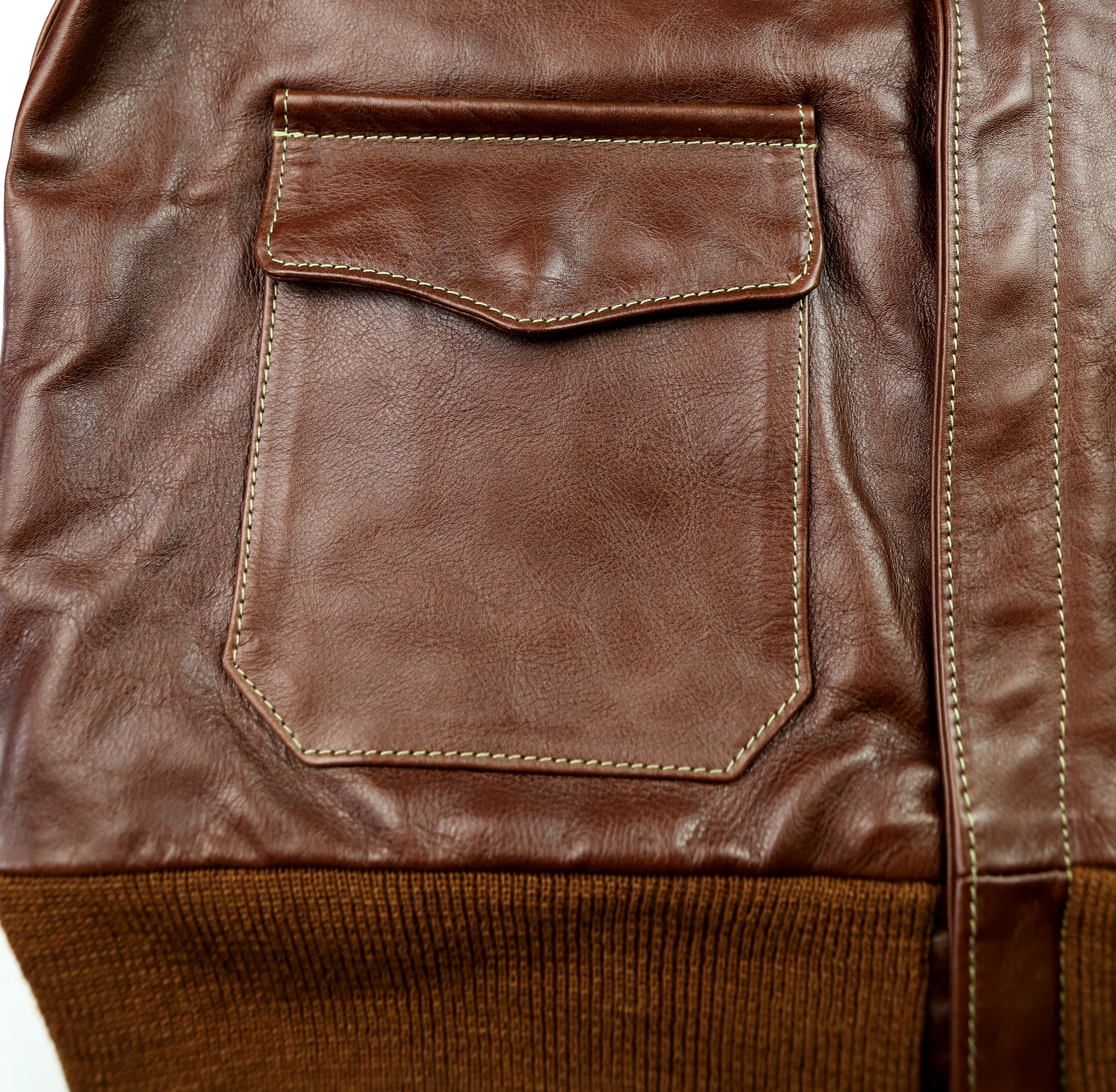 Aero Bronco A-2 Russet Vicenza Horsehide ATJ patch pocket.jpg