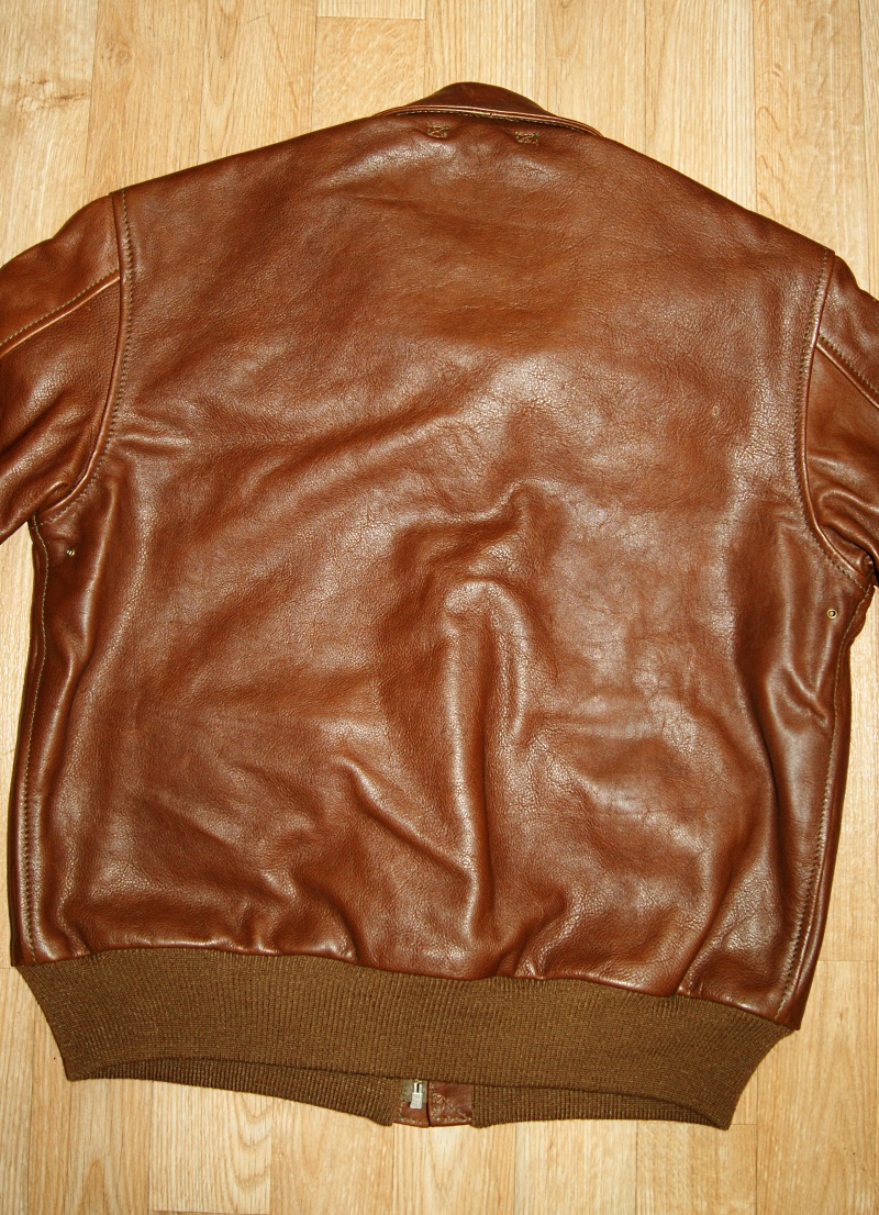 Aero Bronco A-2 Russet Vicenza Horsehide size 46 JQ1 back.jpg