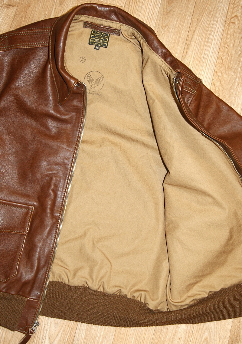 Aero Bronco A-2 Russet Vicenza Horsehide size 46 JQ1 open.jpg