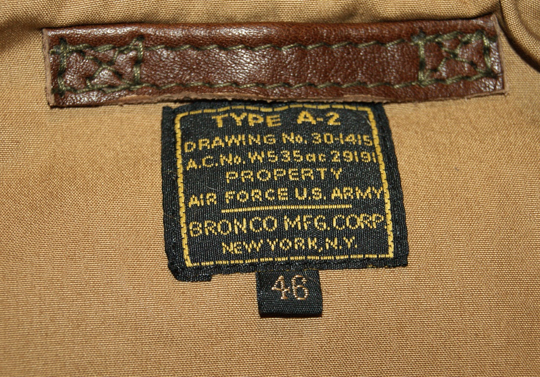 Aero Bronco A-2 Russet Vicenza Horsehide size 46 JQ1 tag.jpg