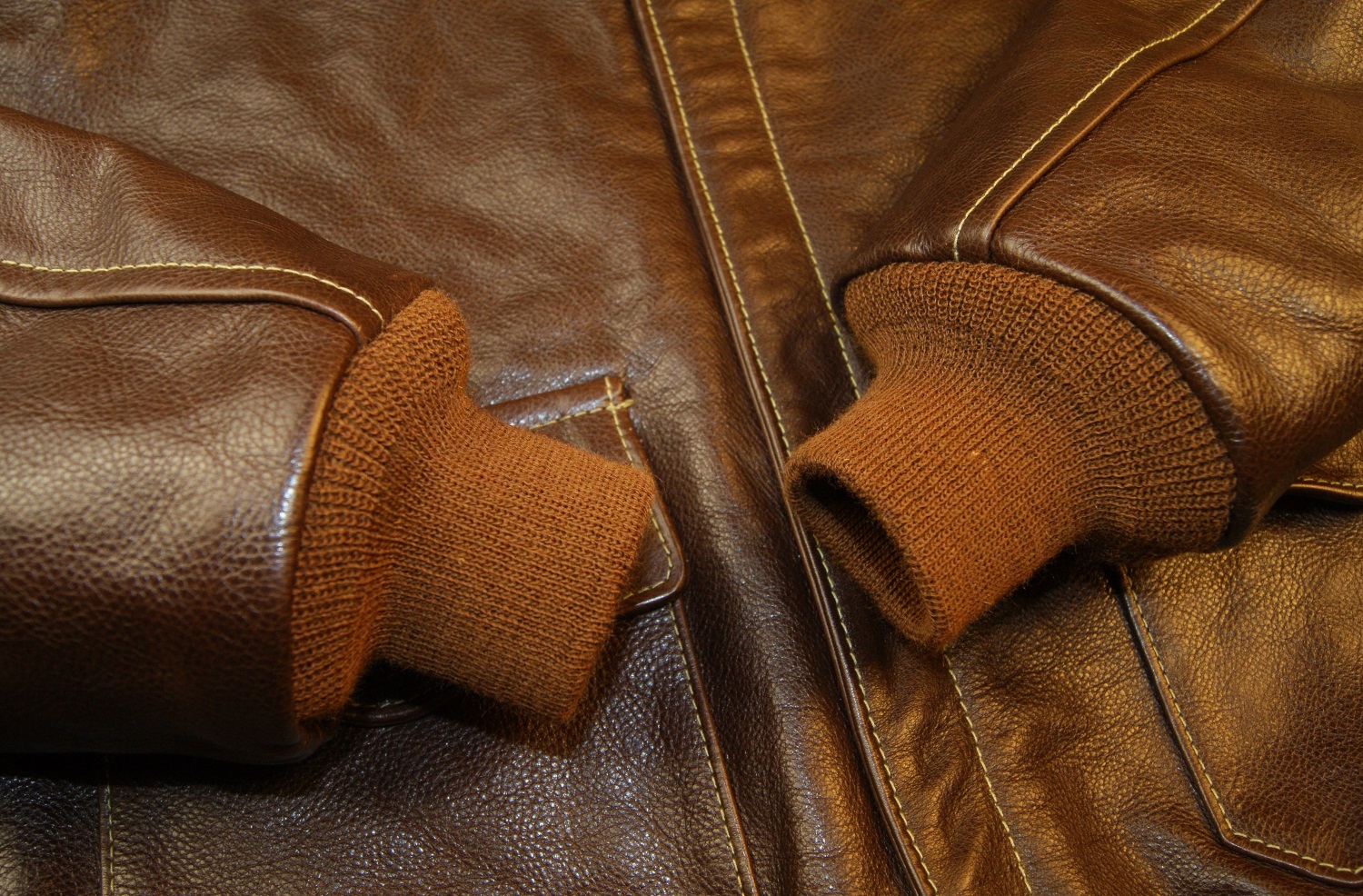 Aero Bronco A-2 Sea Vicenza Horsehide LES7 cuffs.jpg