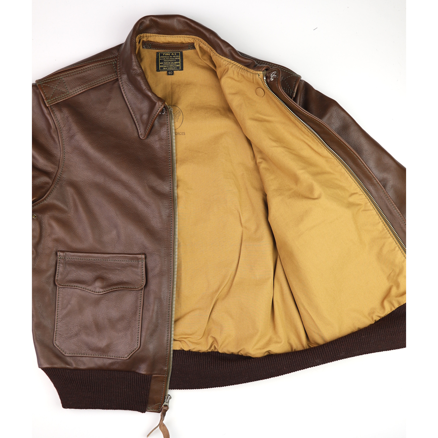 Aero Bronco A-2 Seal Vicenza FK7 mustard cotton lining.jpg