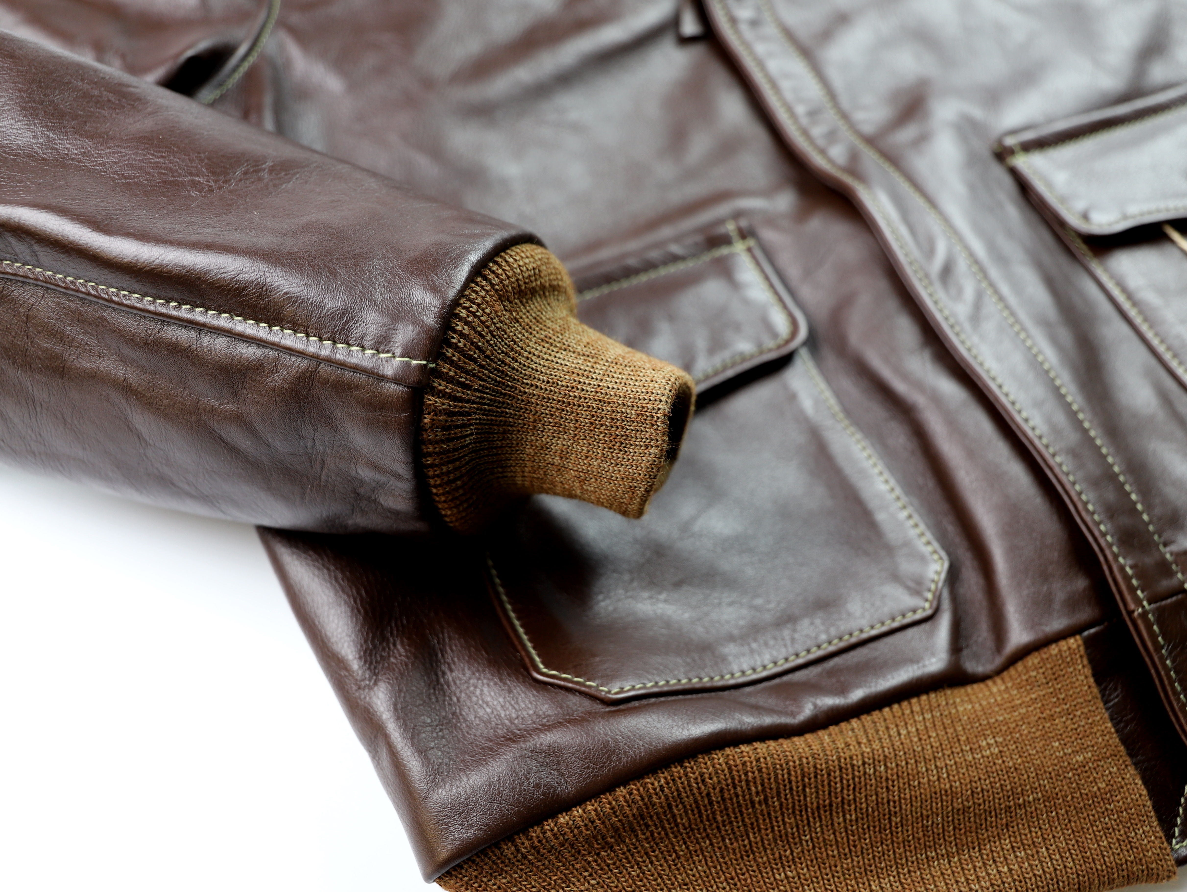 Aero Bronco A-2 Seal Vicenza Horsehide 7QL knit cuffs.jpg