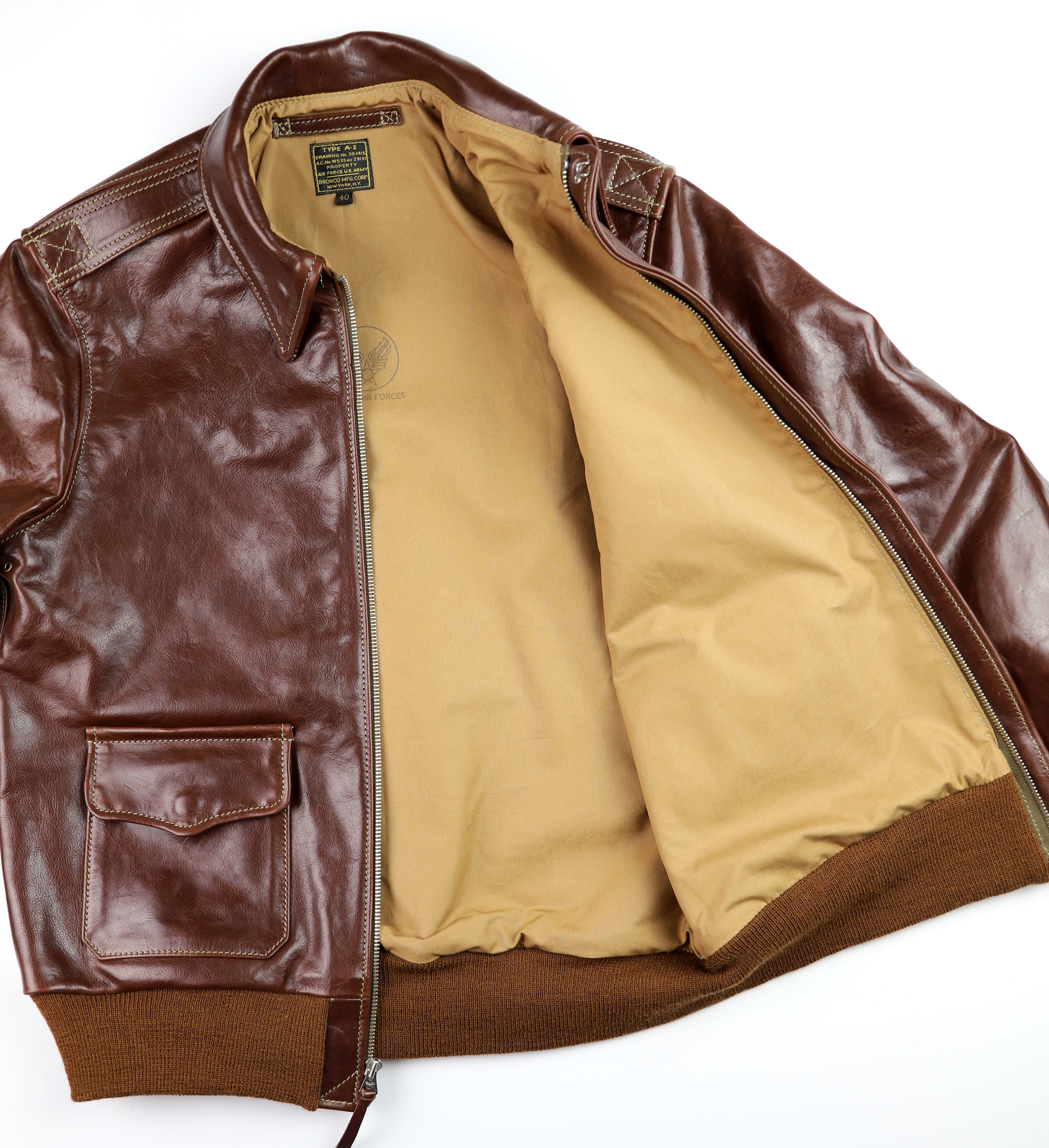 Aero Bronco A-2 Tobacco Badalassi TBH tan cotton lining.jpg