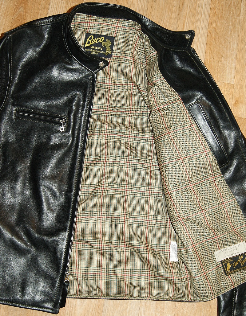 Aero Buco Board Racer Black Vicenza Horsehide 42 Minto Check Tweed lining.jpg