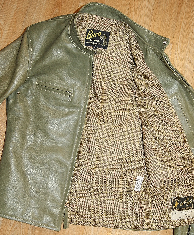 Aero Buco Board Racer Olive Vicenza Horsehide Crail Check Tweed lining.jpg