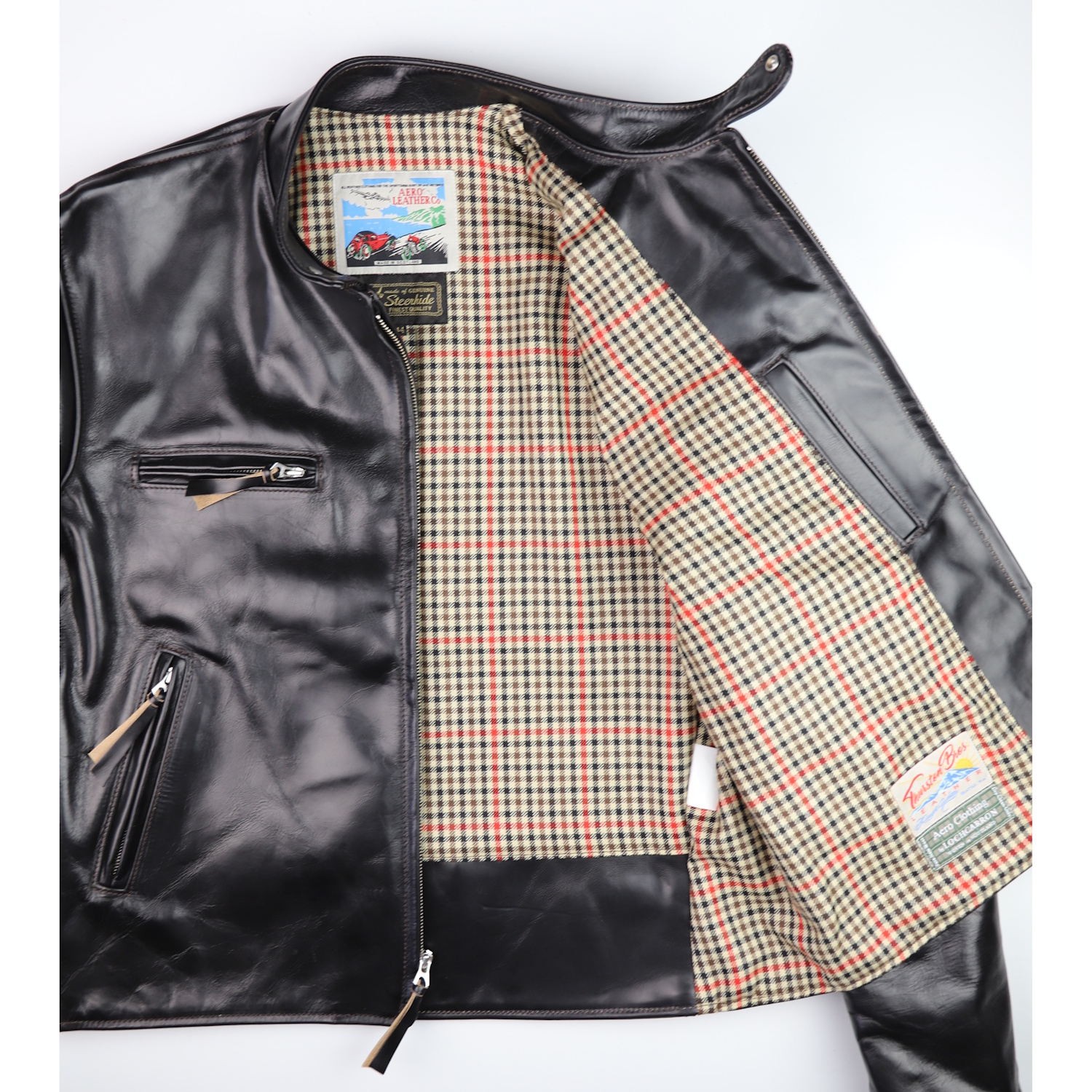 Aero Cafe Racer Black CXL Steerhide PE4 Denholm Check Tweed lining IG square.jpg