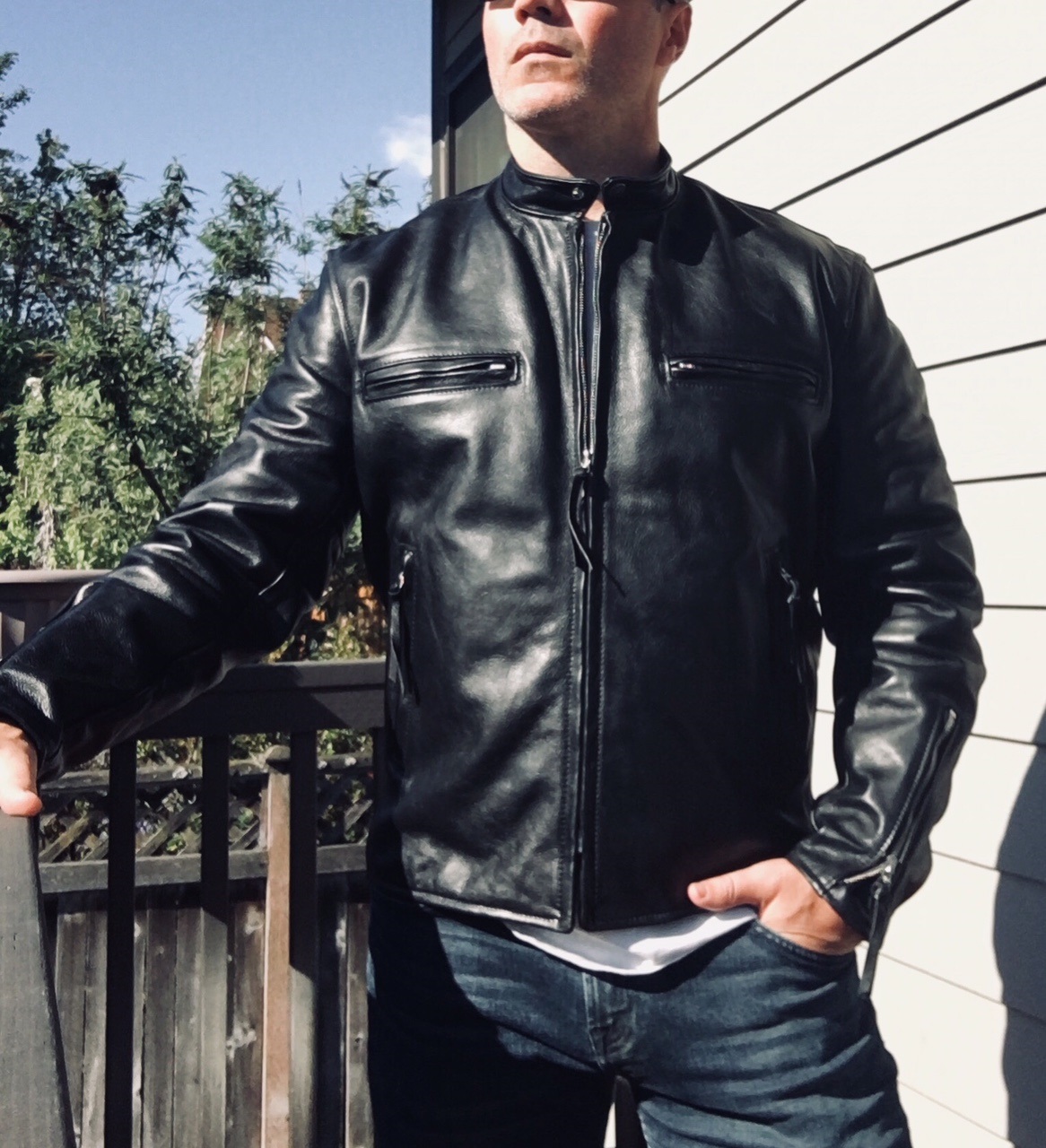 Aero Cafe Racer Black Vicenza Horsehide customer fit photo.jpg