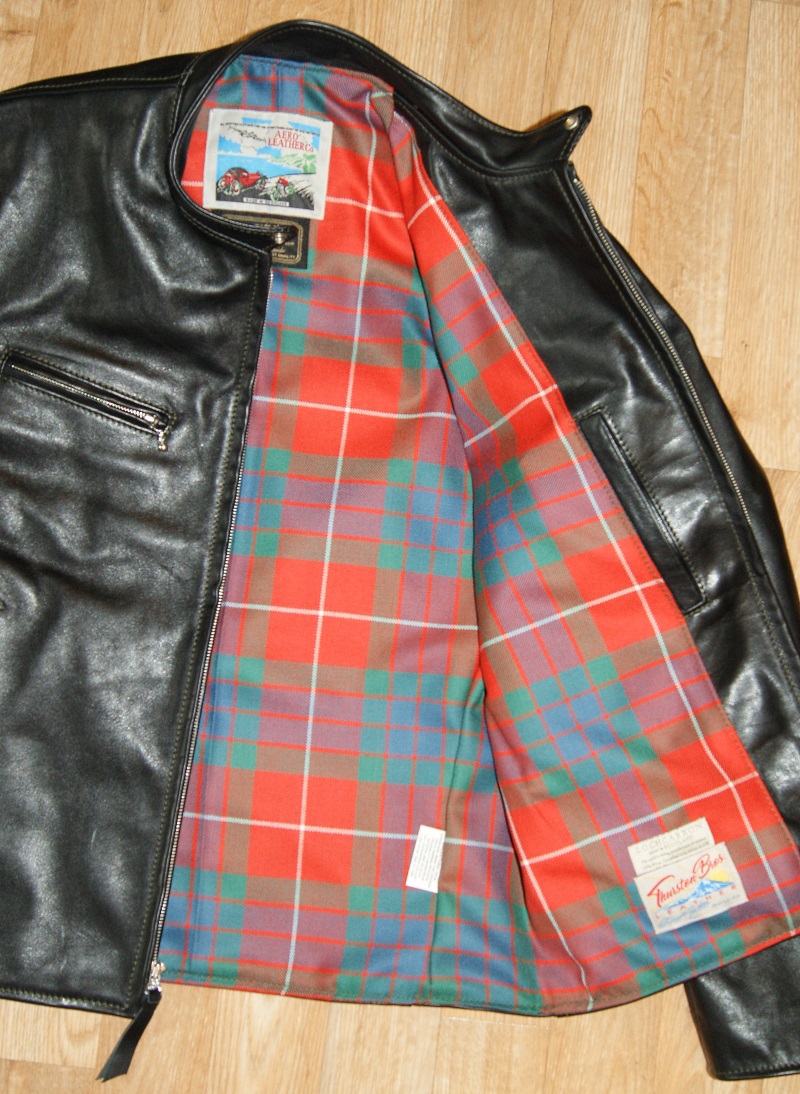 Aero Cafe Racer Black Vicenza Horsehide SG7 Frasier Red Ancient tartan lining.jpg