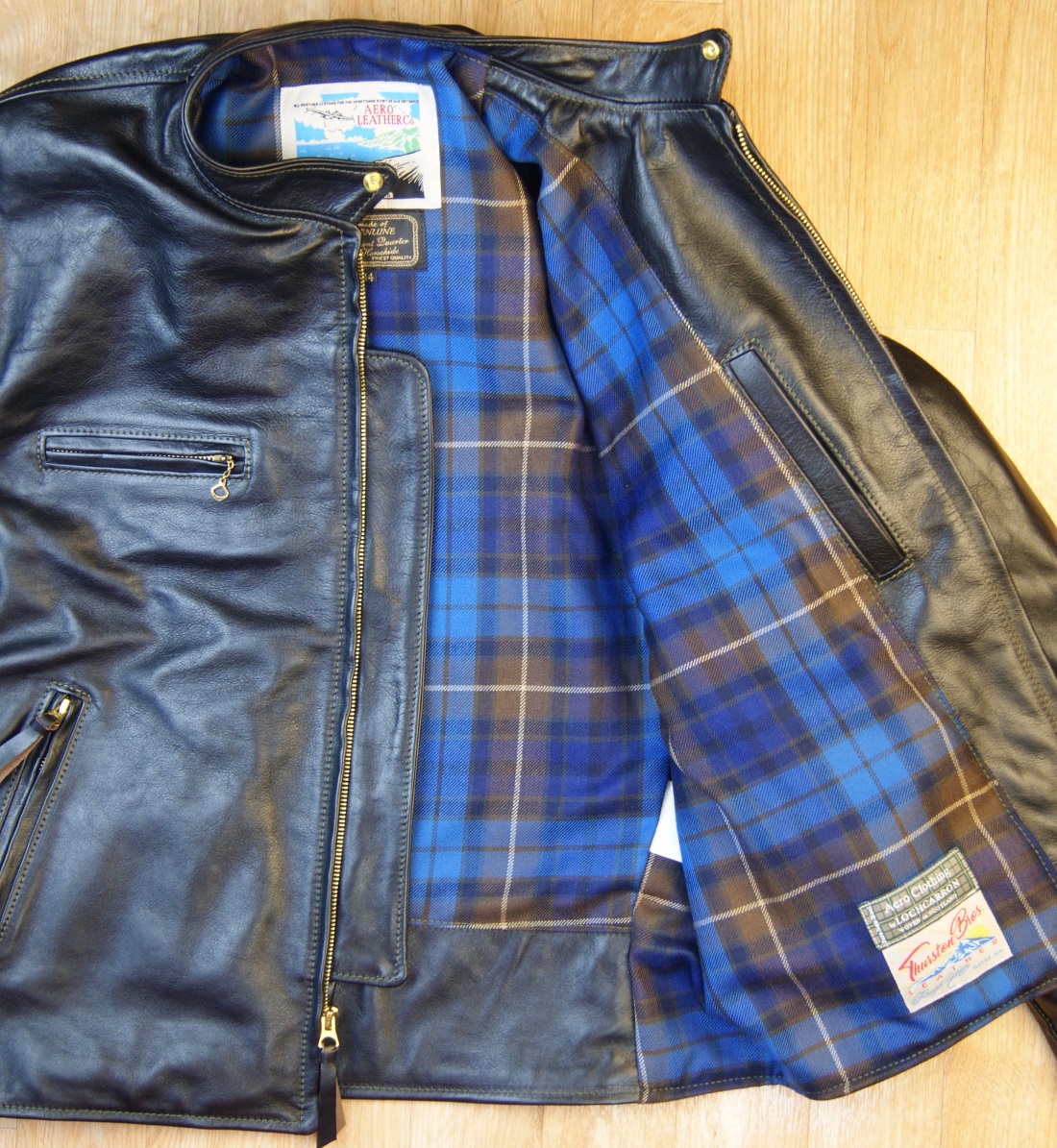 Aero Cafe Racer Blackened Brown CJS Buchanon Blue tartan lining.jpg