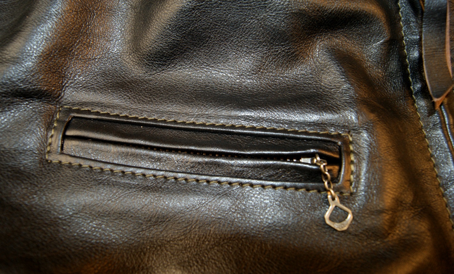 Aero Cafe Racer Blackened Brown Vicenza Horsehide chest pocket.jpg