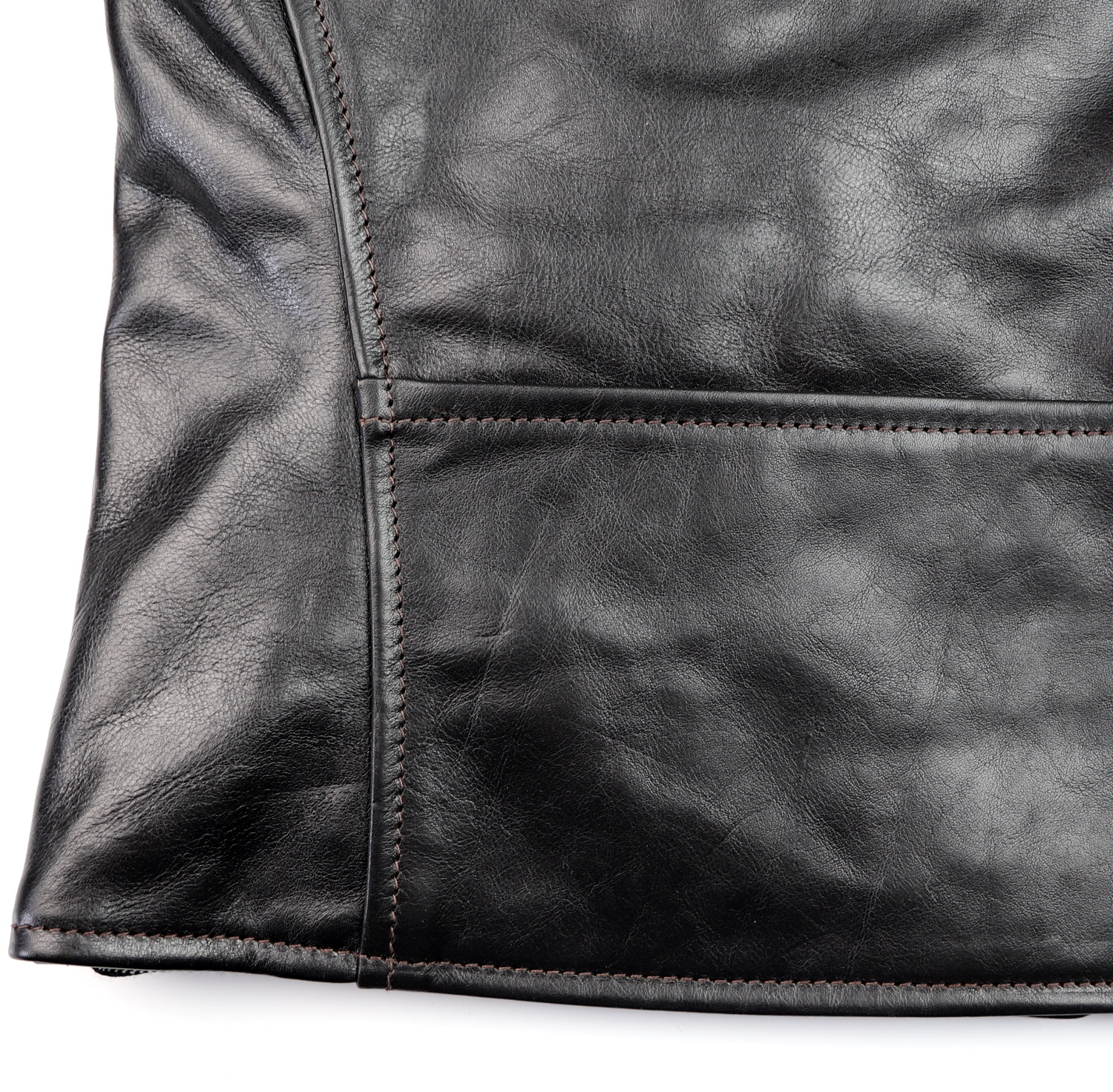 Aero Cafe Racer Blackened Brown Vicenza Horsehide DE6G lower back.jpg