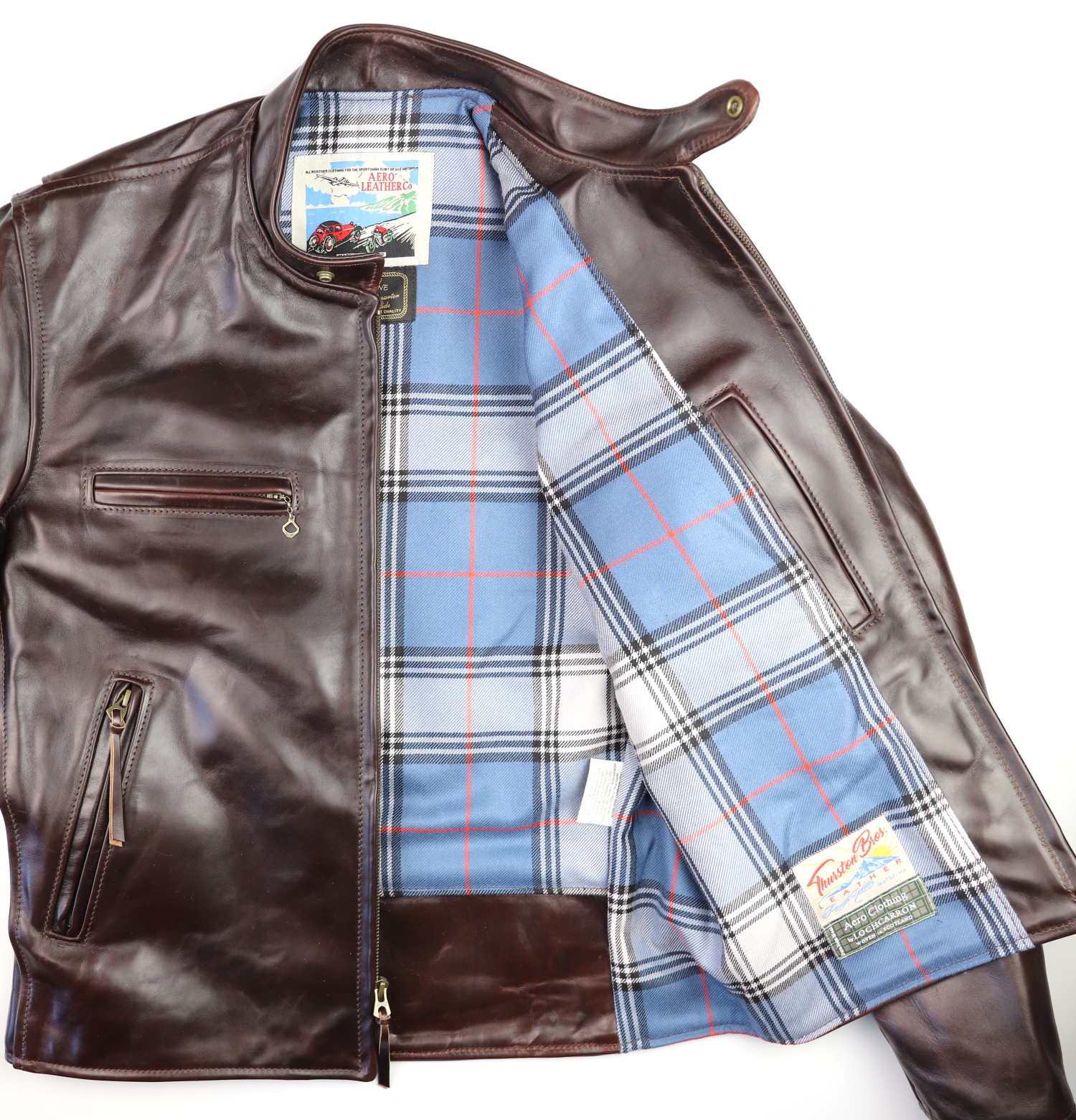 Aero Cafe Racer Brown CXL FQHH 8BF Kinnaird Ancient tartan lining.jpg