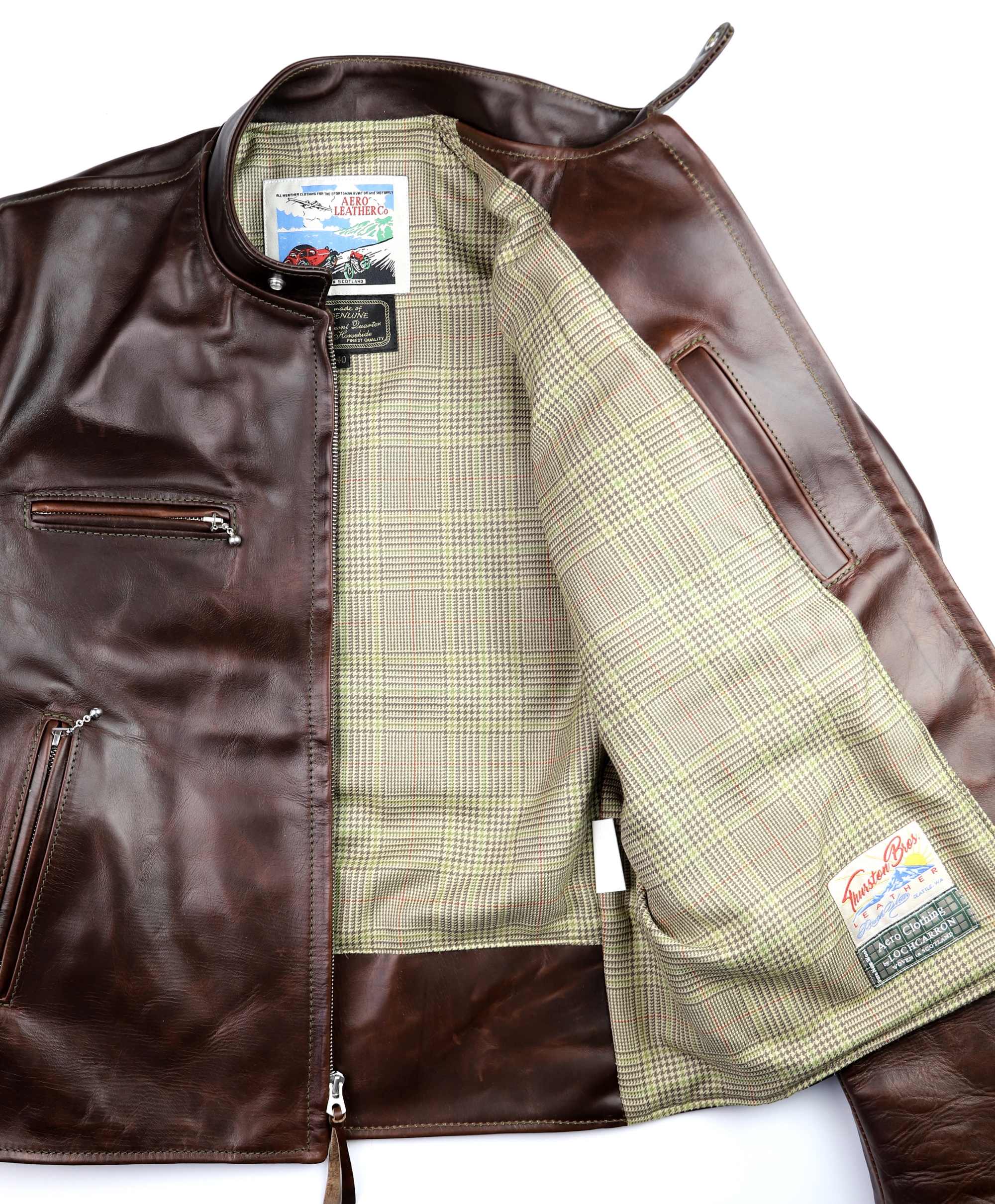 Aero Cafe Racer Brown CXL FQHH PWN7 Crail Check Tweed lining.jpg