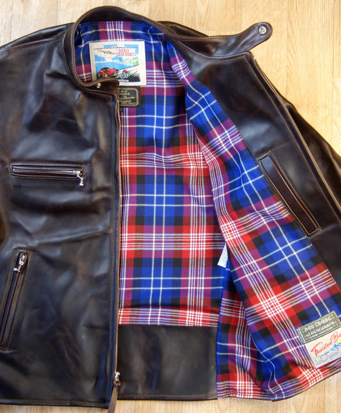 Aero Cafe Racer Brown CXL FQHH TCJ St Andrews tartan lining.jpg