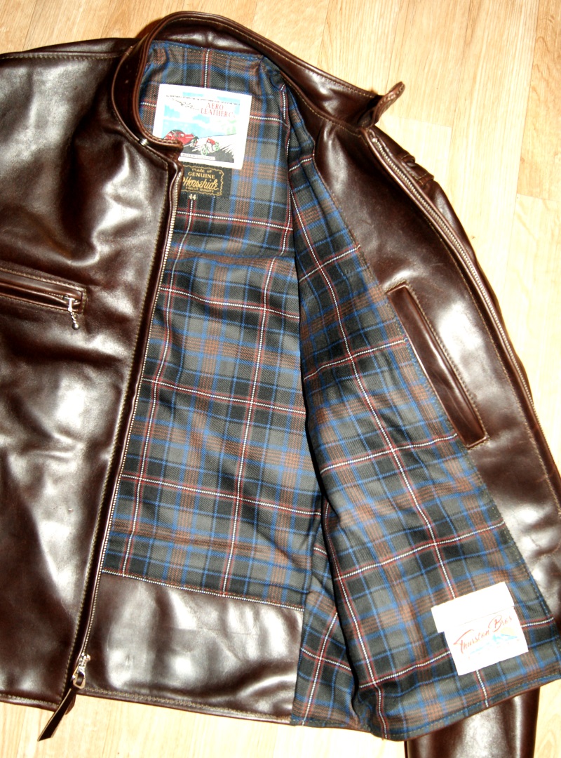 Aero Cafe Racer Brown CXL FQHH YZ9 Capercaillie tartan lining.jpg