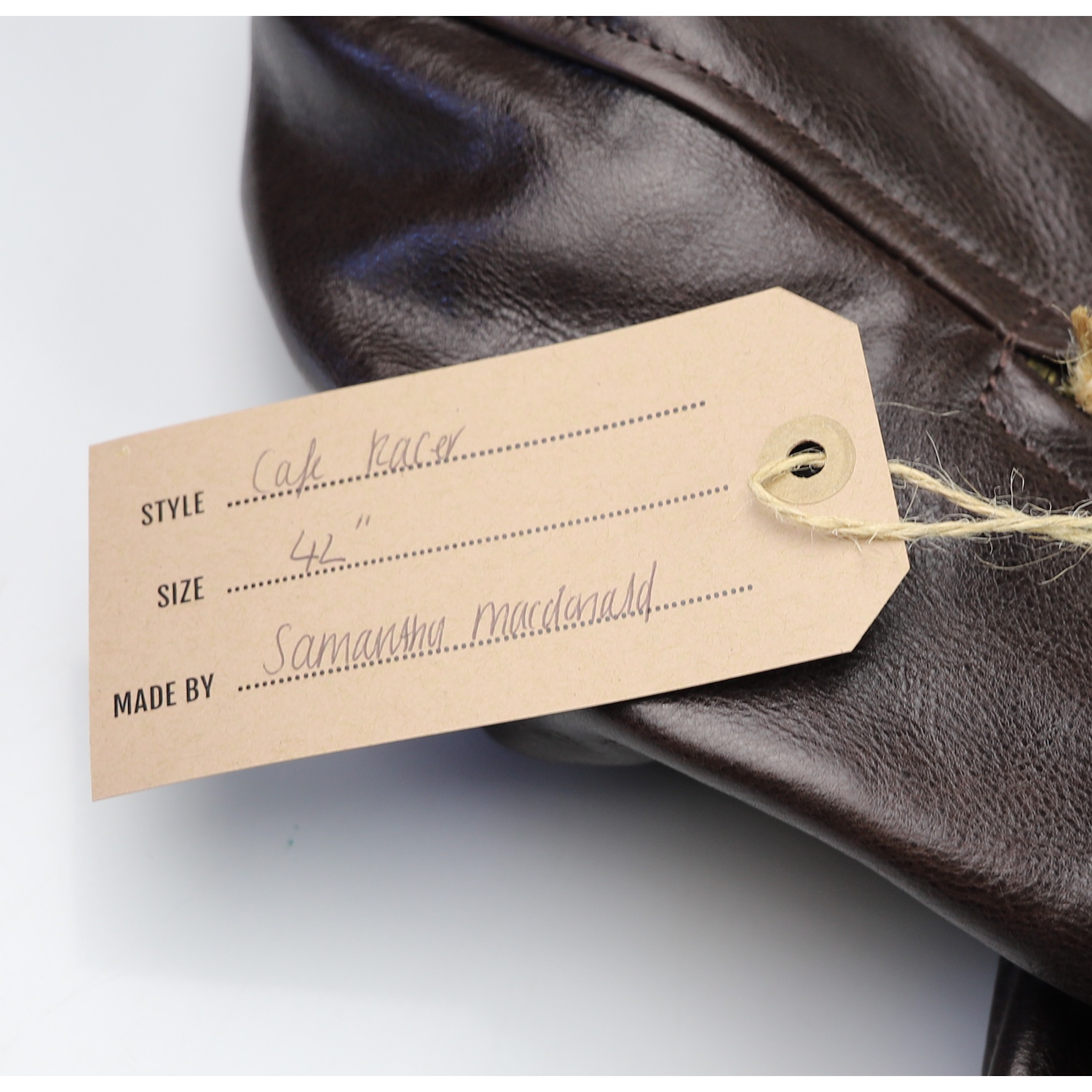 Aero Cafe Racer Chestnut Badalassi Cowhide name tag.jpg