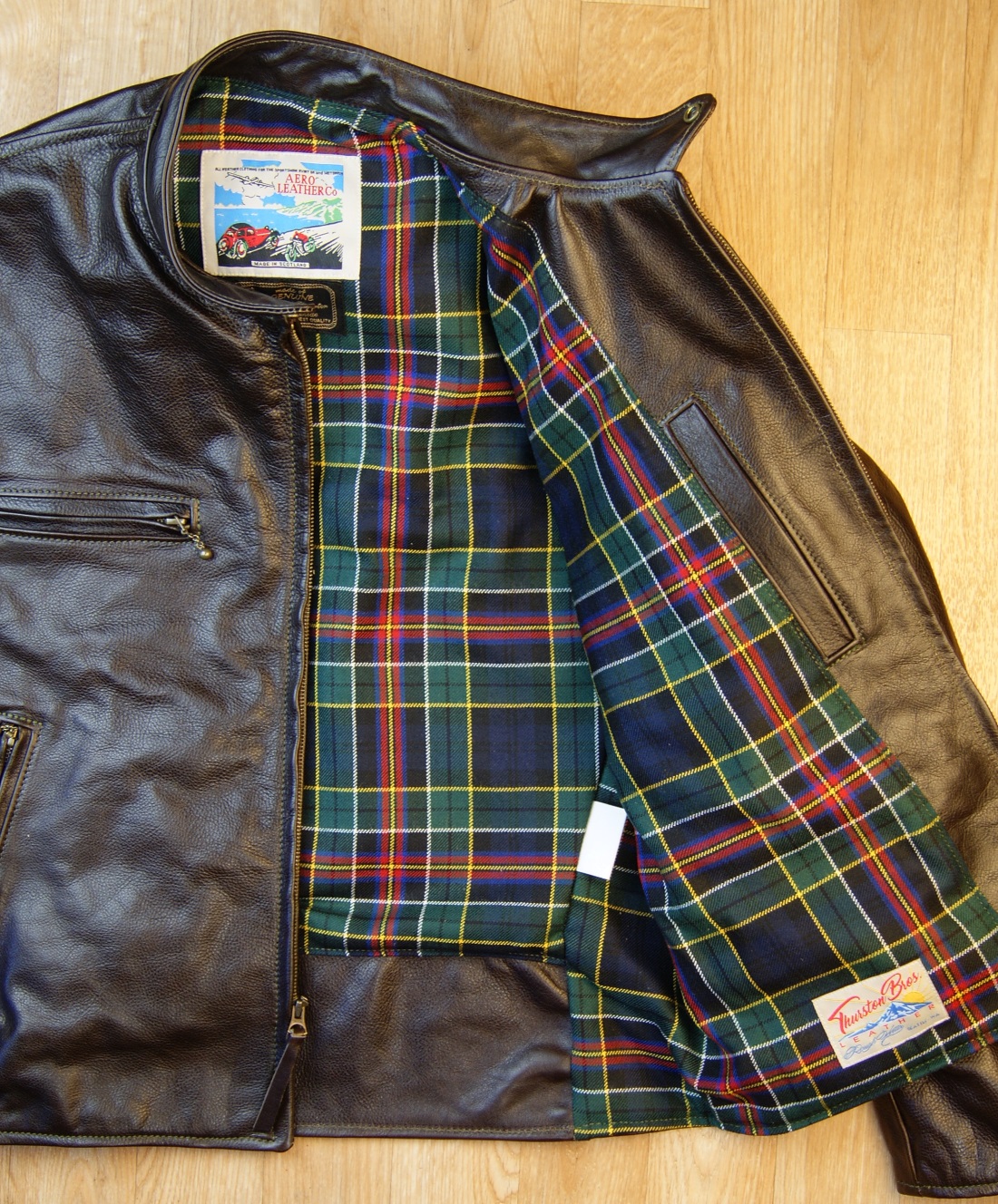 Aero Cafe Racer Dark Seal Vicenza Horsehide NJF Allison Modern tartan lining.jpg