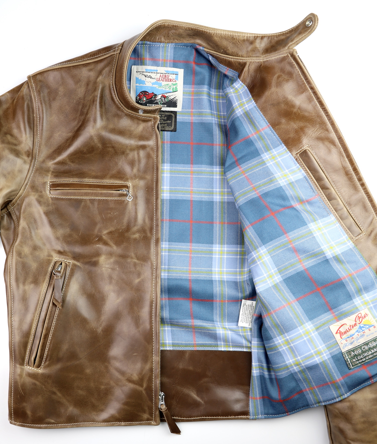 Aero Cafe Racer Natural CXL FQHH JR8 Musselburgh tartan lining.jpg