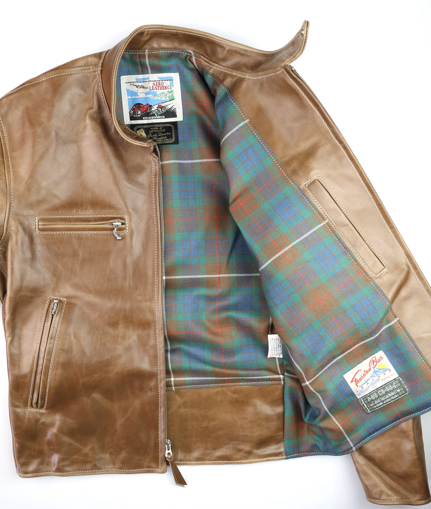 Aero Cafe Racer Natural CXL FQHH VU6 Fraser Hunting Ancient tartan lining.jpg