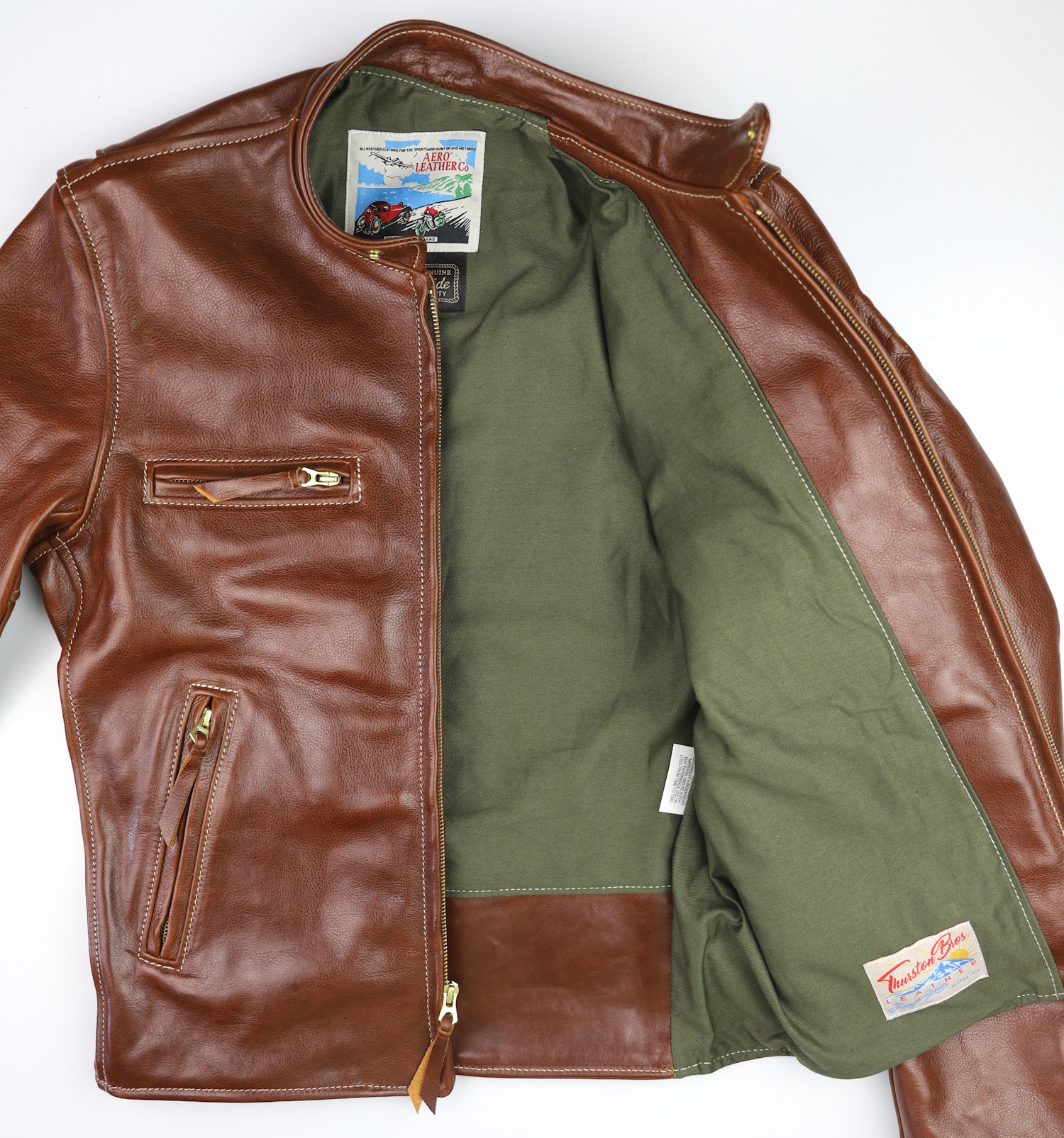 Aero Cafe Racer Russet Badalassi Cowhide olive cotton drill lining.jpg