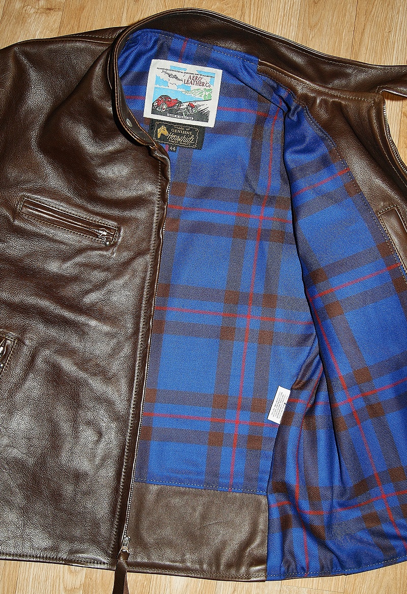 Aero Cafe' Racer Seal Vicenza Horsehide Eliot Modern tartan lining smaller.jpg