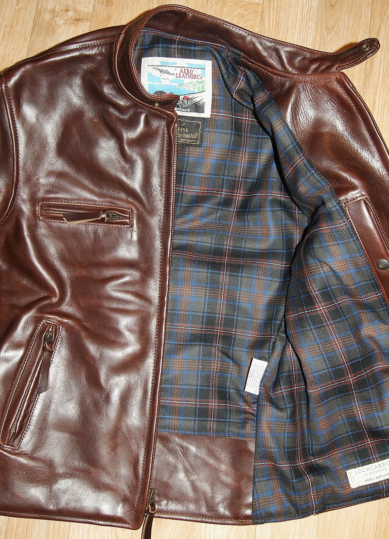 Aero Cafe Racer Tumbled Brown CXL FQHH Capercaillie tartan lining.jpg