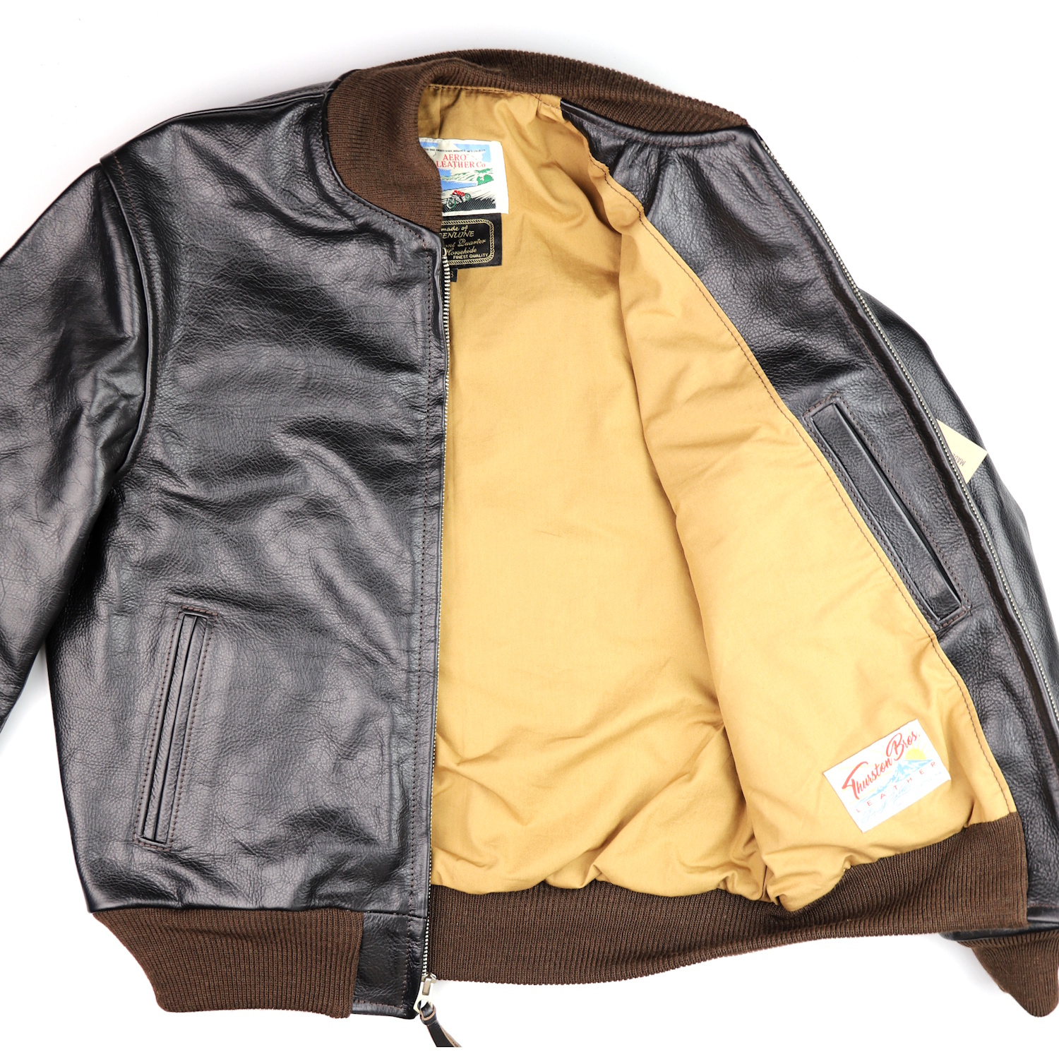 Aero College Jacket Blackened Brown Vicenza DS1 mustard cotton lining.jpg