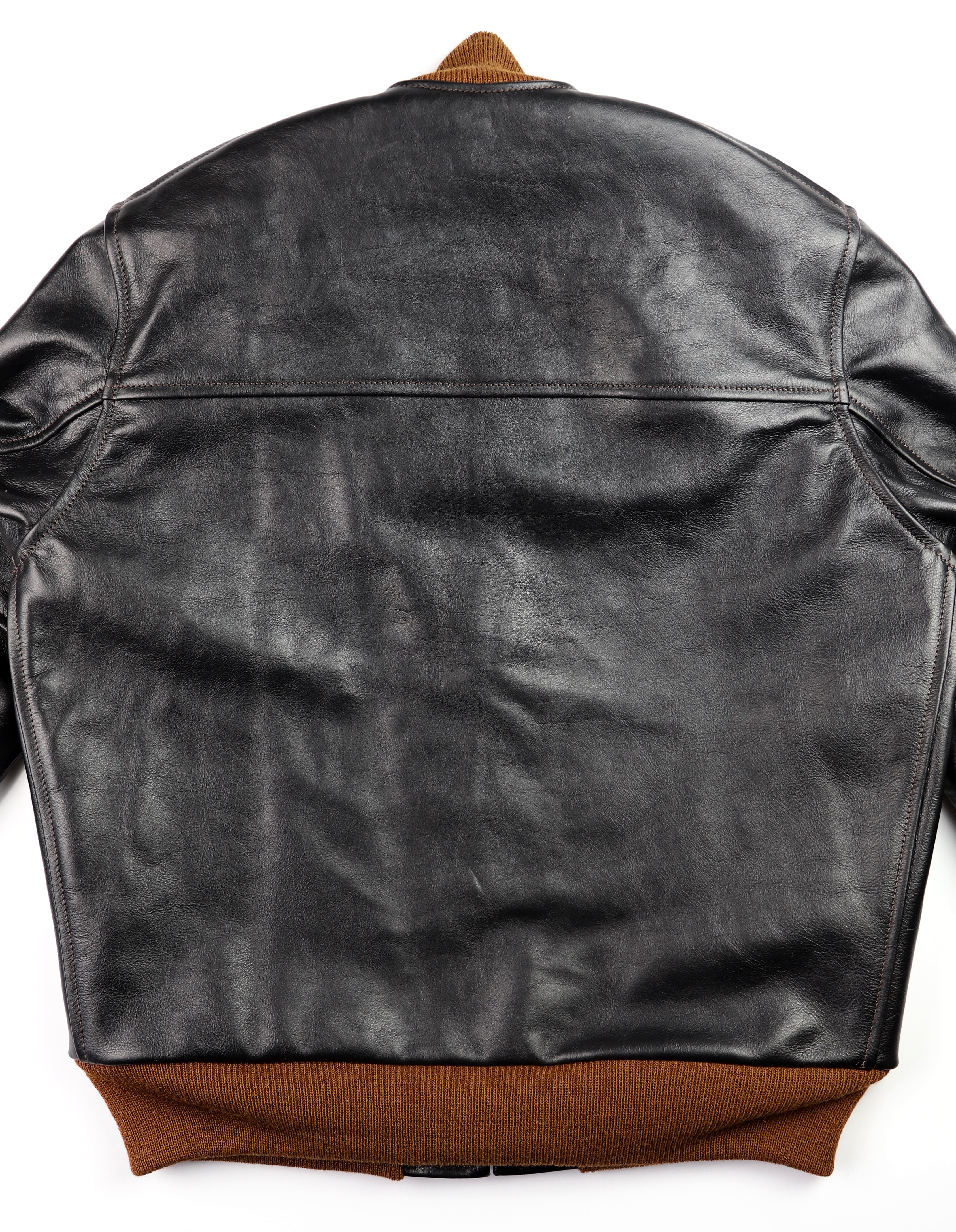 Aero College Jacket Blackened Brown Vicenza Horsehide back.jpg