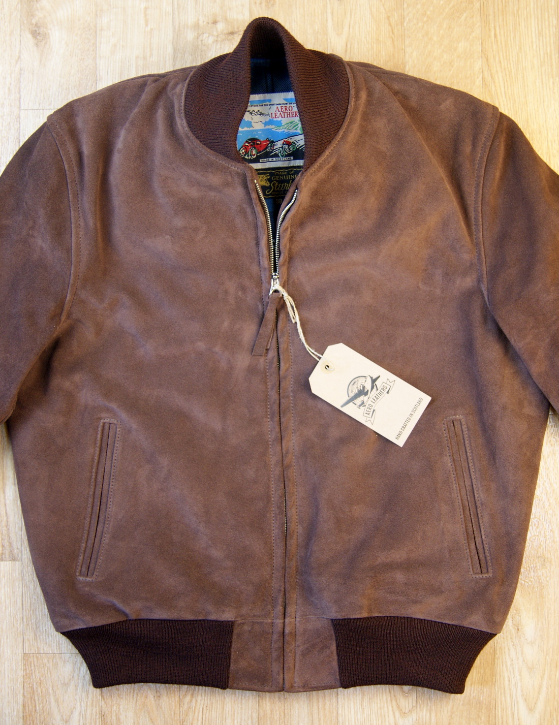 Aero College Jacket Chocolate Suede front 2.jpg