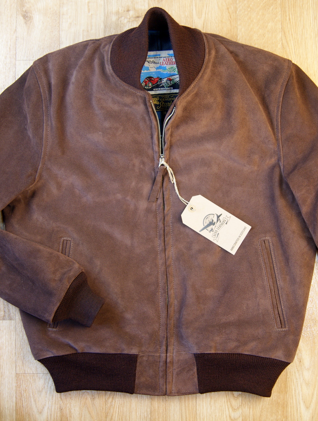 Aero College Jacket Chocolate Suede front.jpg