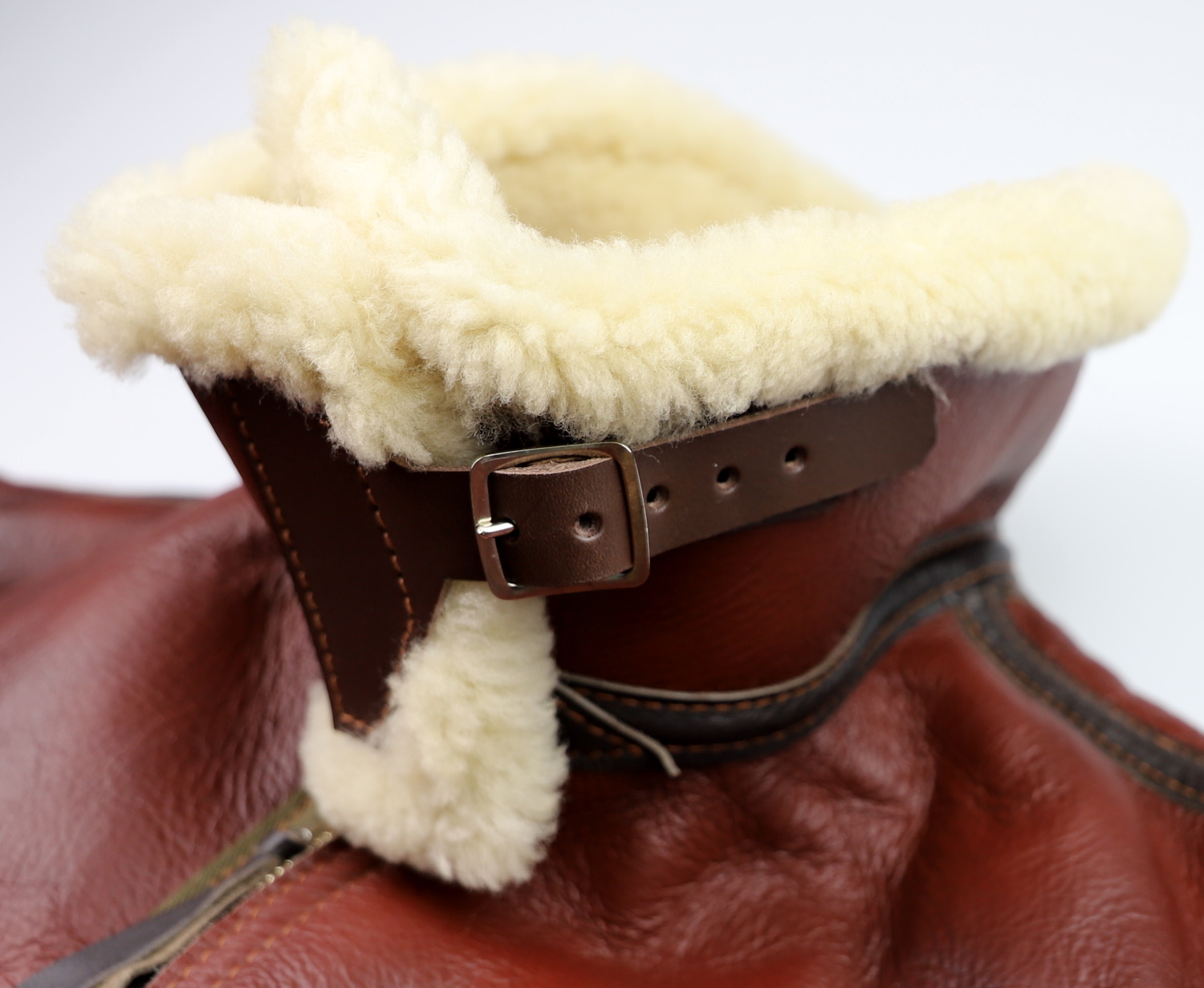 Aero D-1 Redskin Dark Seal Horsehide trim 7ET collar buckle.jpg