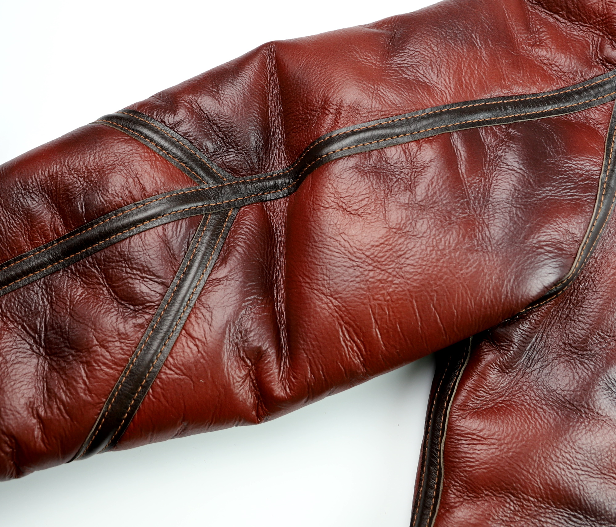 Aero D-1 Redskin Dark Seal Horsehide trim EC1 sleeve trim.jpg