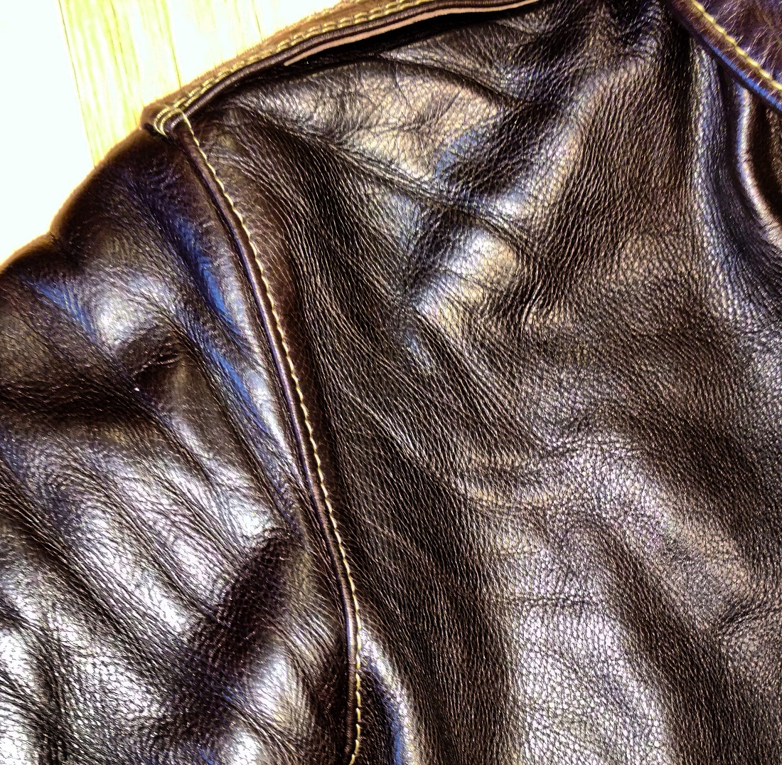 Aero Dark Seal Vicenza Horsehide A-2 two months wear 3 smaller.jpg