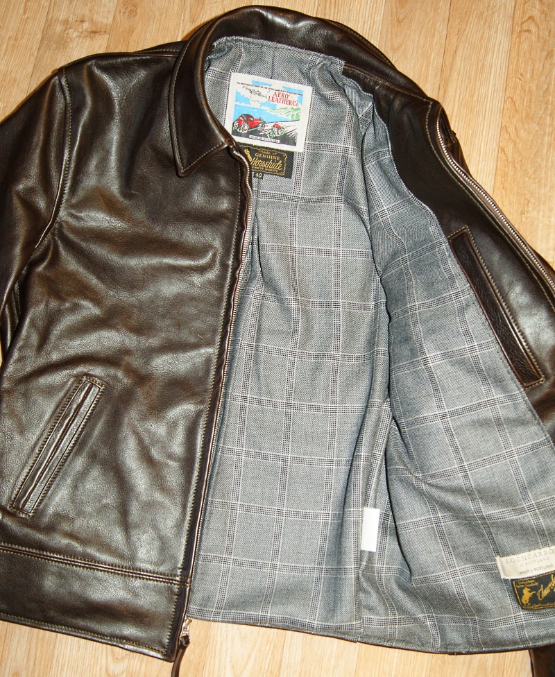 Aero Dustbowl Speedway Dark Seal Vicenza Horsehide Dornoch Check Tweed wool lining.jpg