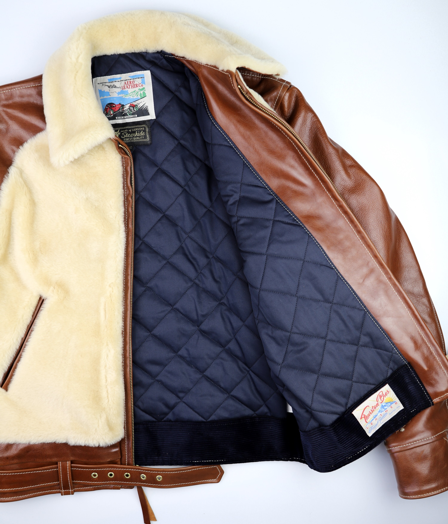 Aero Grizzly Russet Badalassi Blonde Fur navy quilted lining.jpg