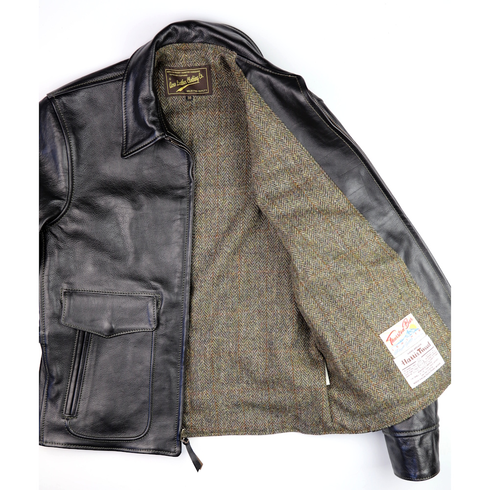 Aero Half Belt Deluxe Blackened Brown Vicenza horsehide QT4 North Sea herringbone Harris Tweed...jpg
