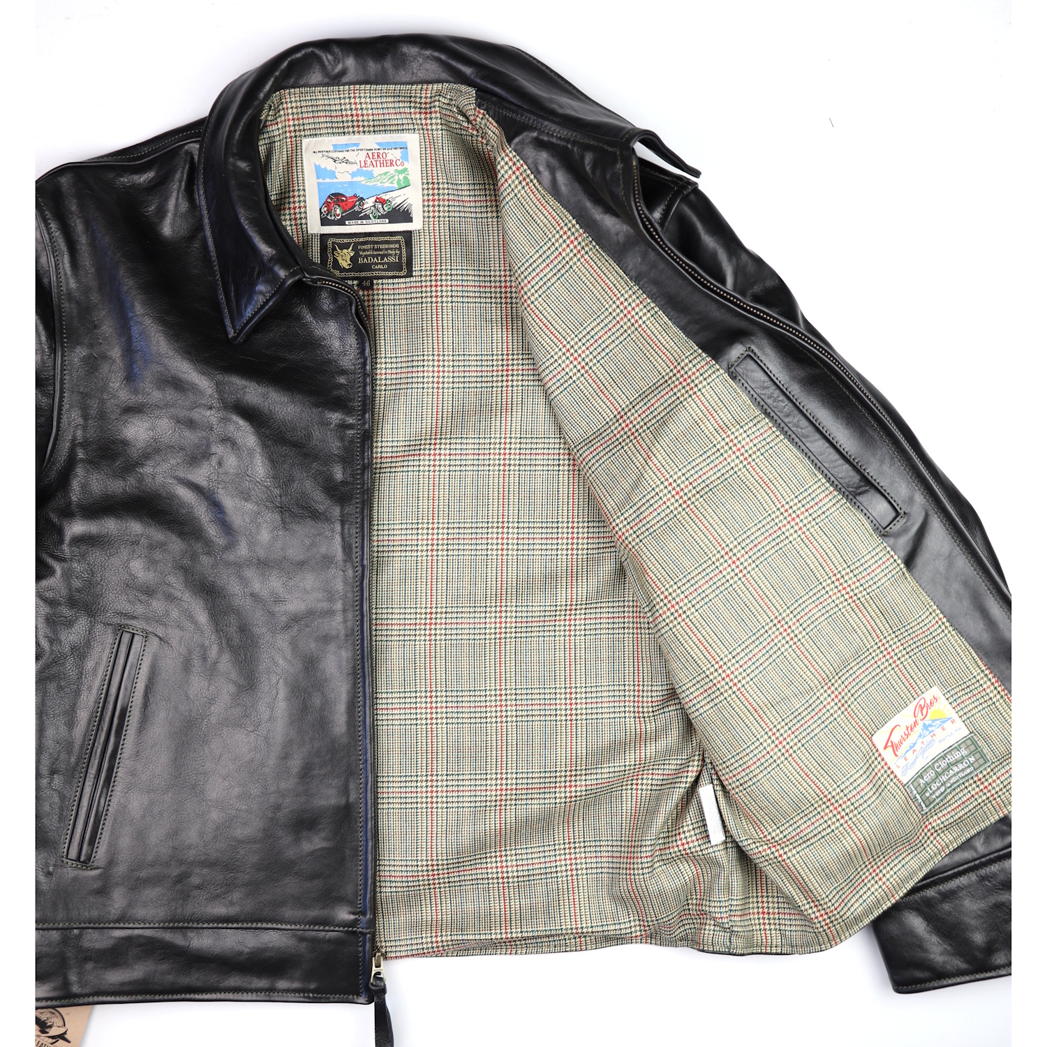 Aero Highwayman Black Badalassi Cowhide RV3 Minto Check lining IG square.jpg