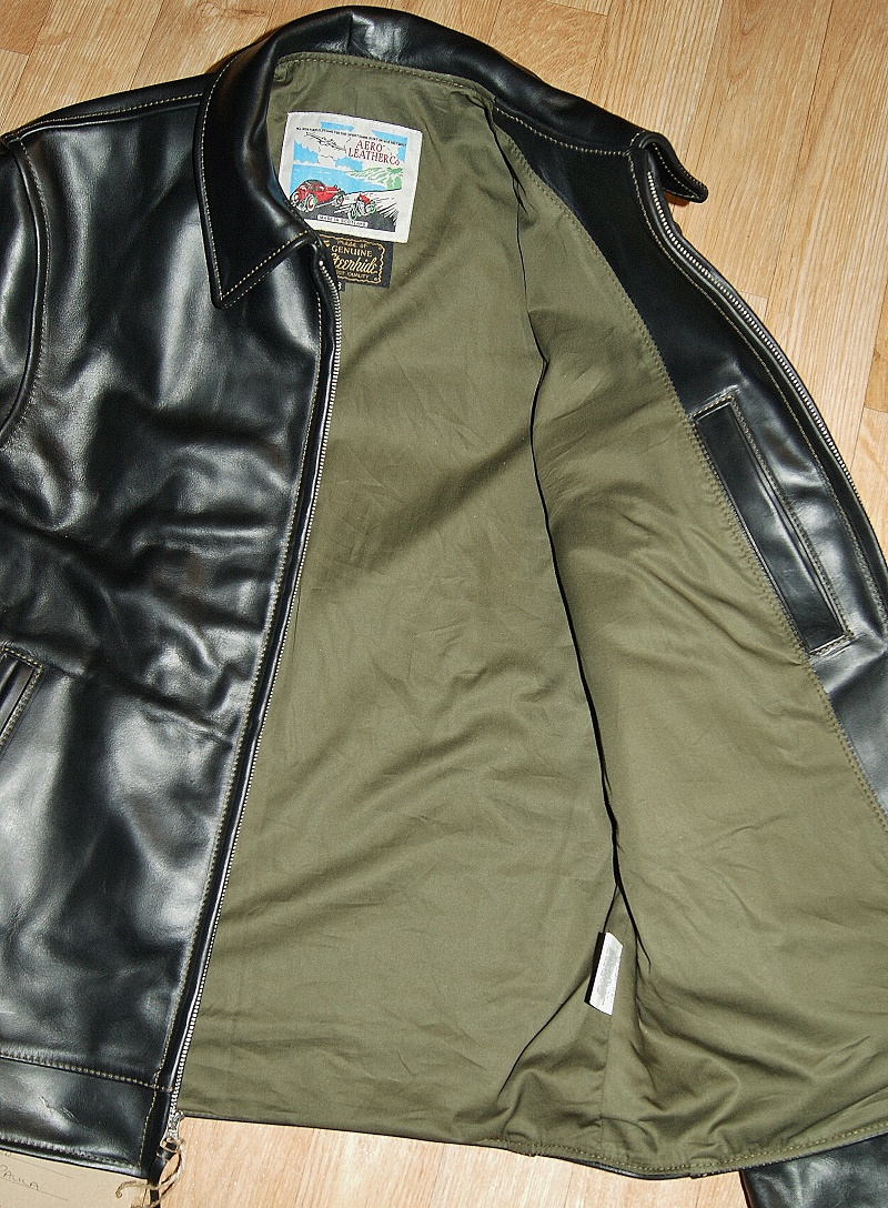 Aero Highwayman Black CXL Steerhide olive drill lining.jpg