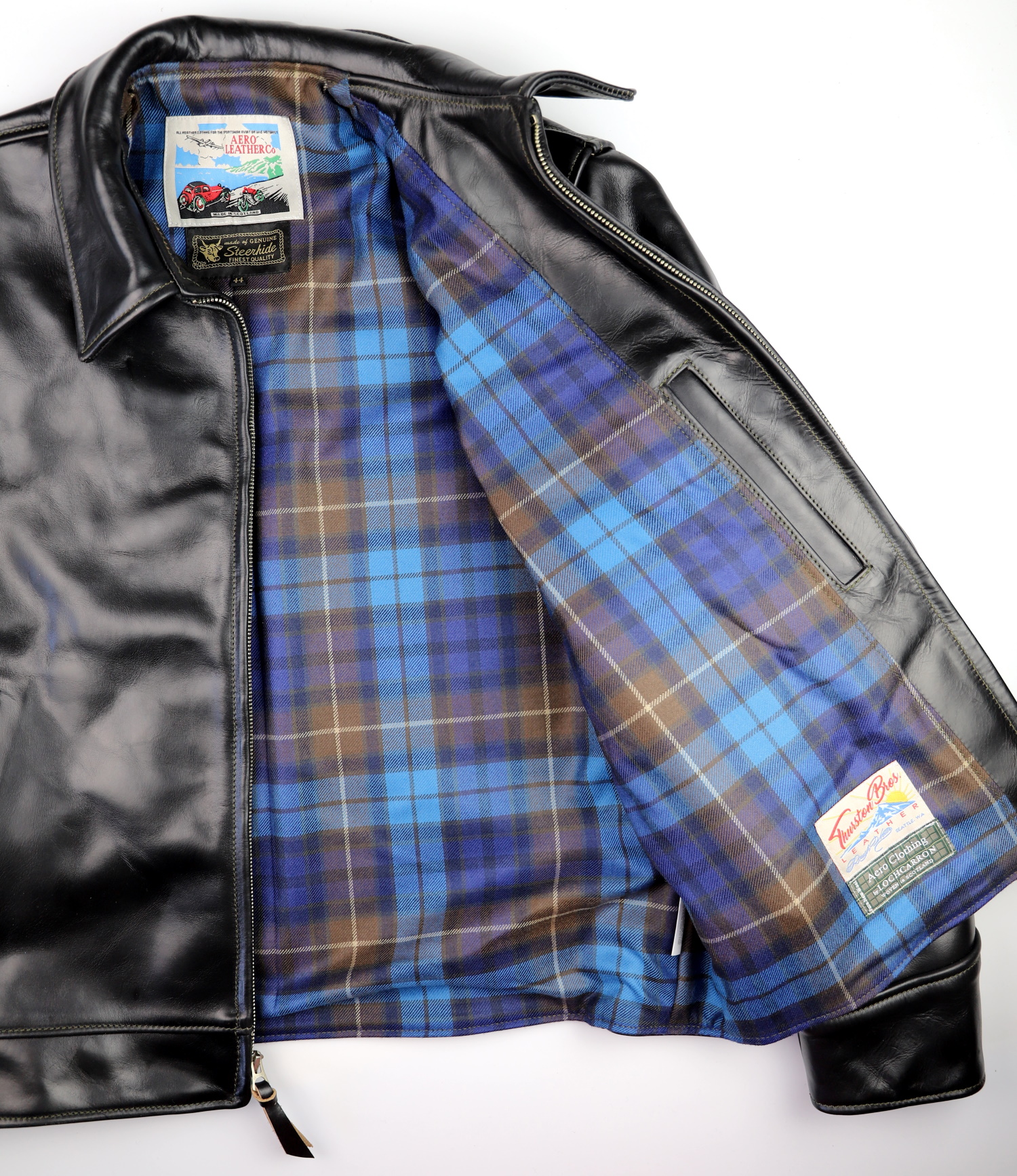 Aero Highwayman Black CXL Steerhide PB9 Buchanan Blue tartan lining.jpg