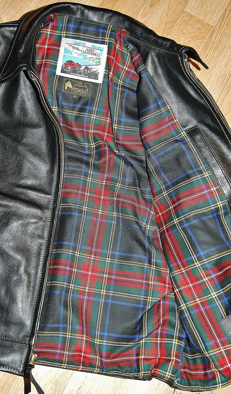 Aero Highwayman Black Vicenza Horsehide Black Stewart tartan lining.jpg