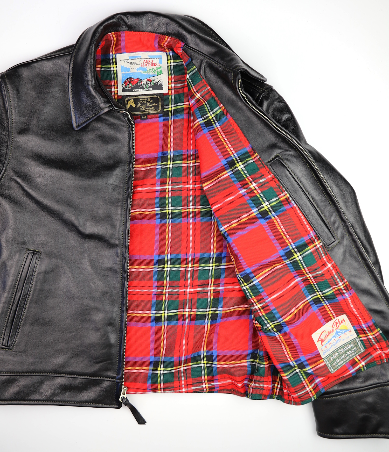 Aero Highwayman Black Vicenza Horsehide NU2 Royal Stewart medium weight tartan lining.jpg