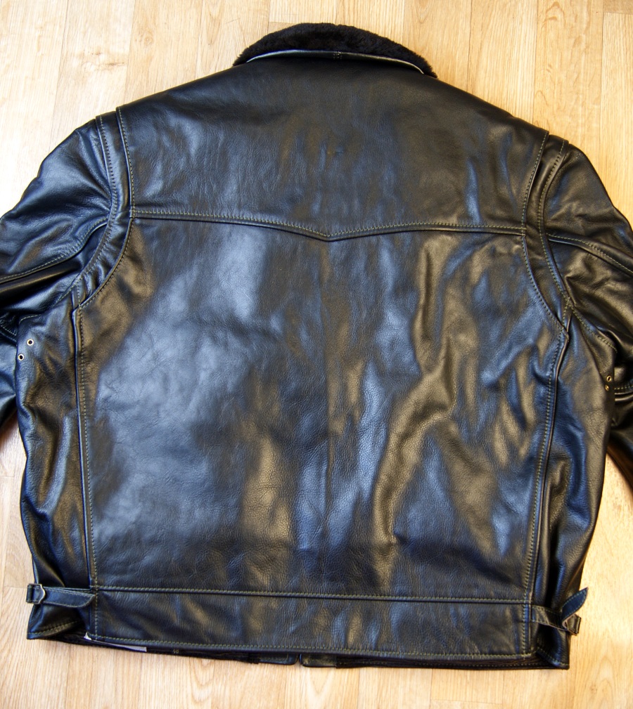 Aero Highwayman Blackened Brown Vicenza shearling lining back.jpg