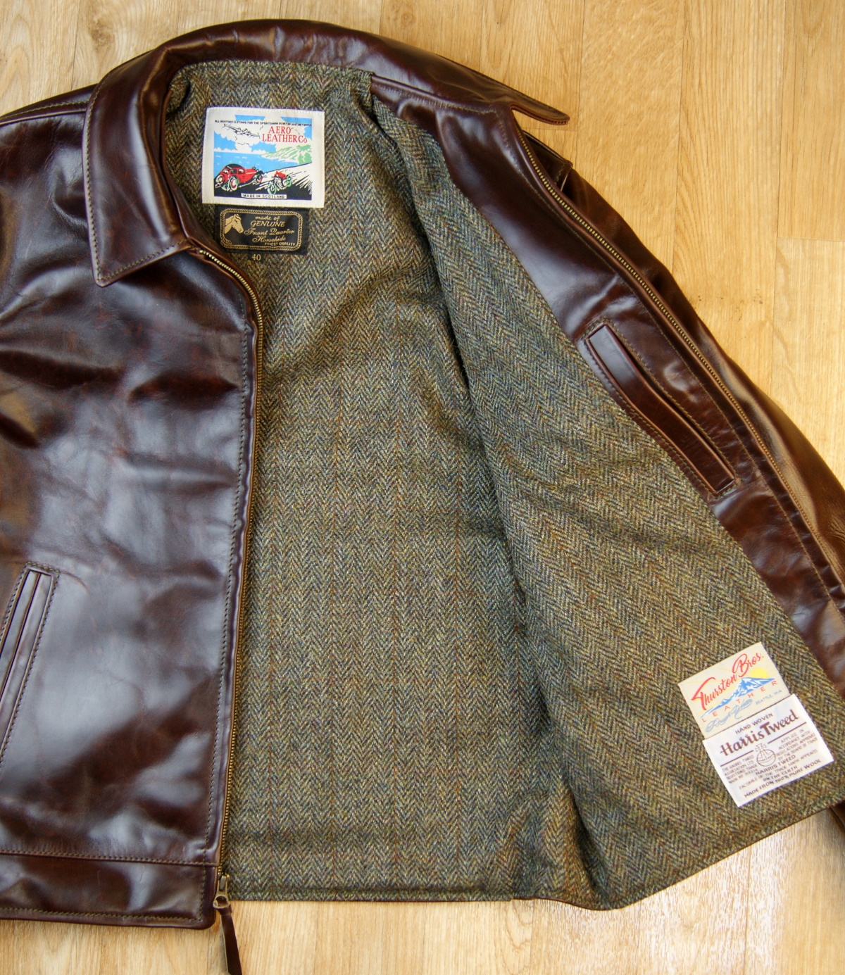 Aero Highwayman Brown CXL FQHH IVY North Sea Herringbone Harris Tweed lining.jpg