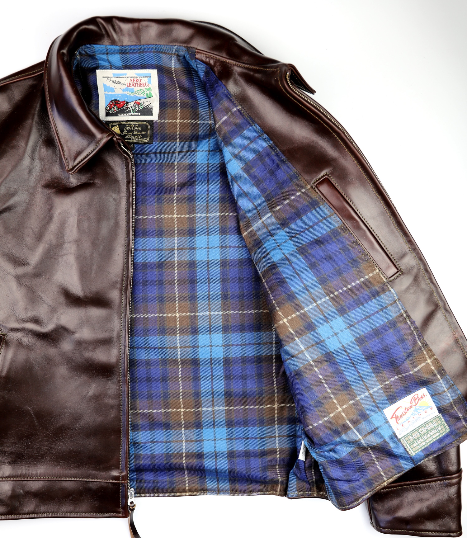 Aero Highwayman Brown CXL FQHH VK4 Buchanan Blue tartan lining.jpg