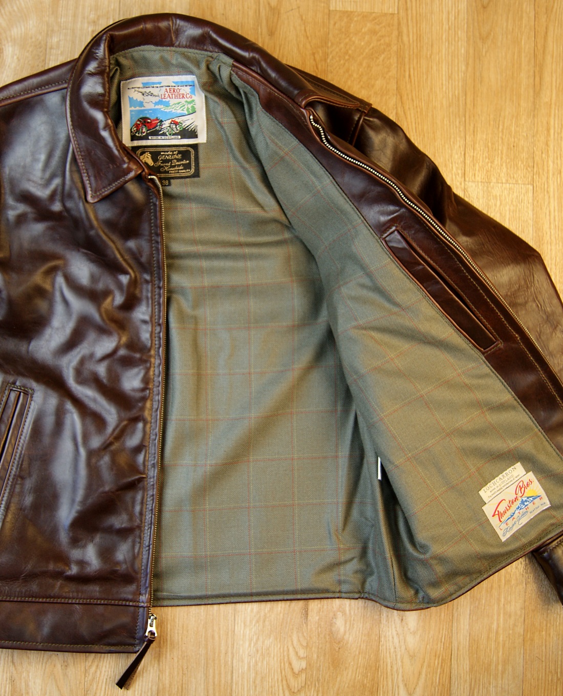 Aero Highwayman Brown CXL FQHH WM65 Oban Check Tweed wool lining.jpg