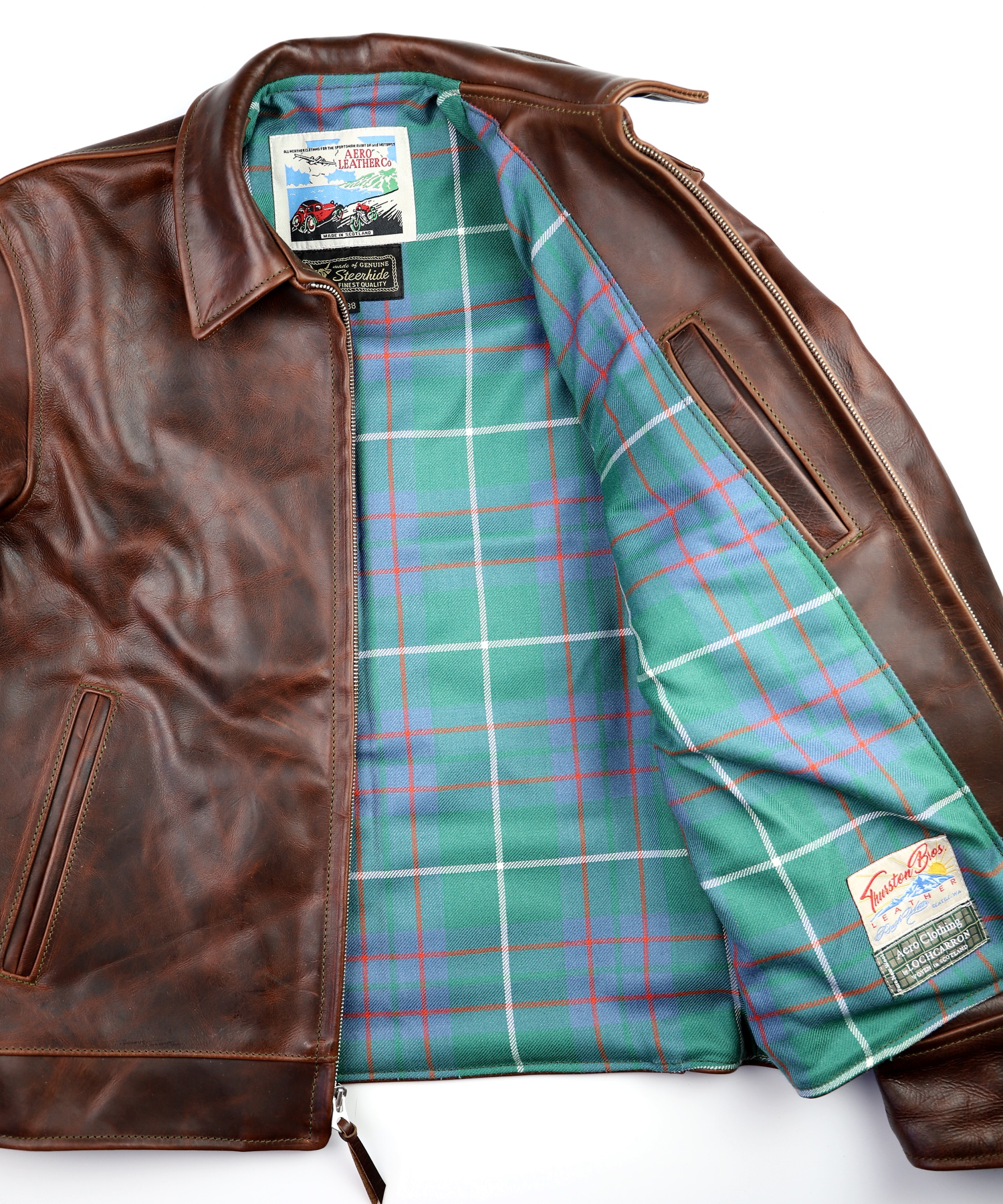 Aero Highwayman Brown CXL Steerhide 3VK Carmichael Ancient tartan lining.jpg