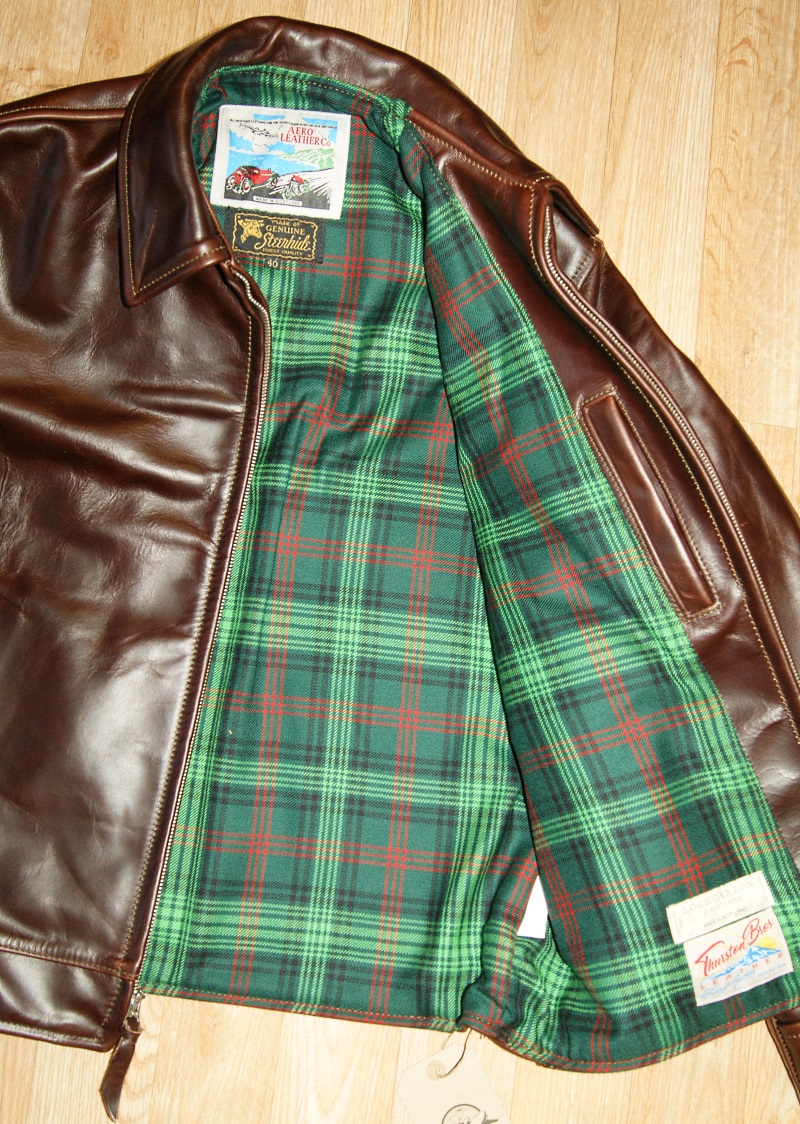 Aero Highwayman Brown CXL Steerhide 40 BP3 Ross Hunting Modern tartan lining.jpg