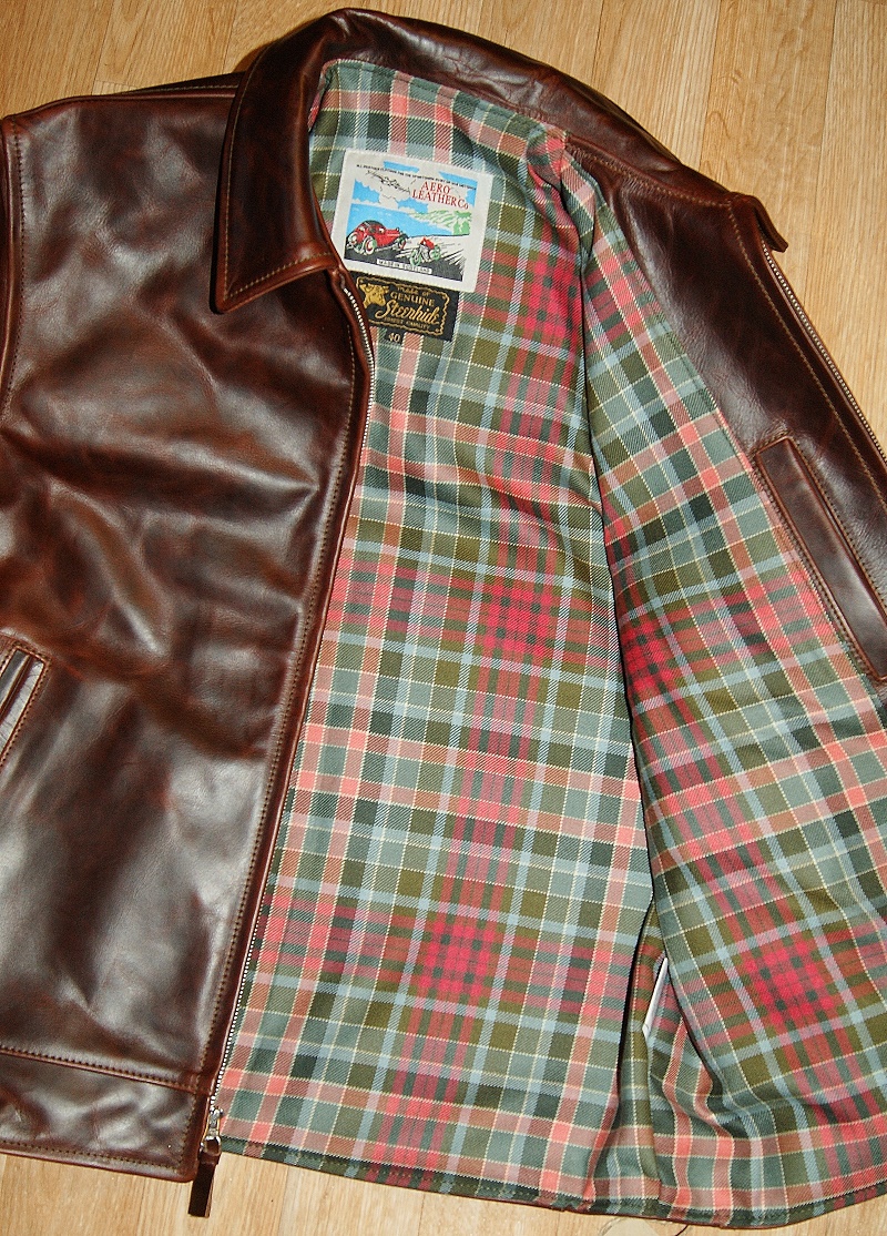 Aero Highwayman Brown CXL Steerhide 40 Gordon Red Weathered tartan lining.jpg