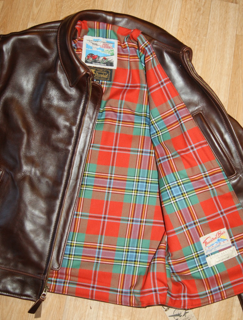 Aero Highwayman Brown CXL Steerhide 6HB McLean of Duart Ancient tartan wool lining.jpg